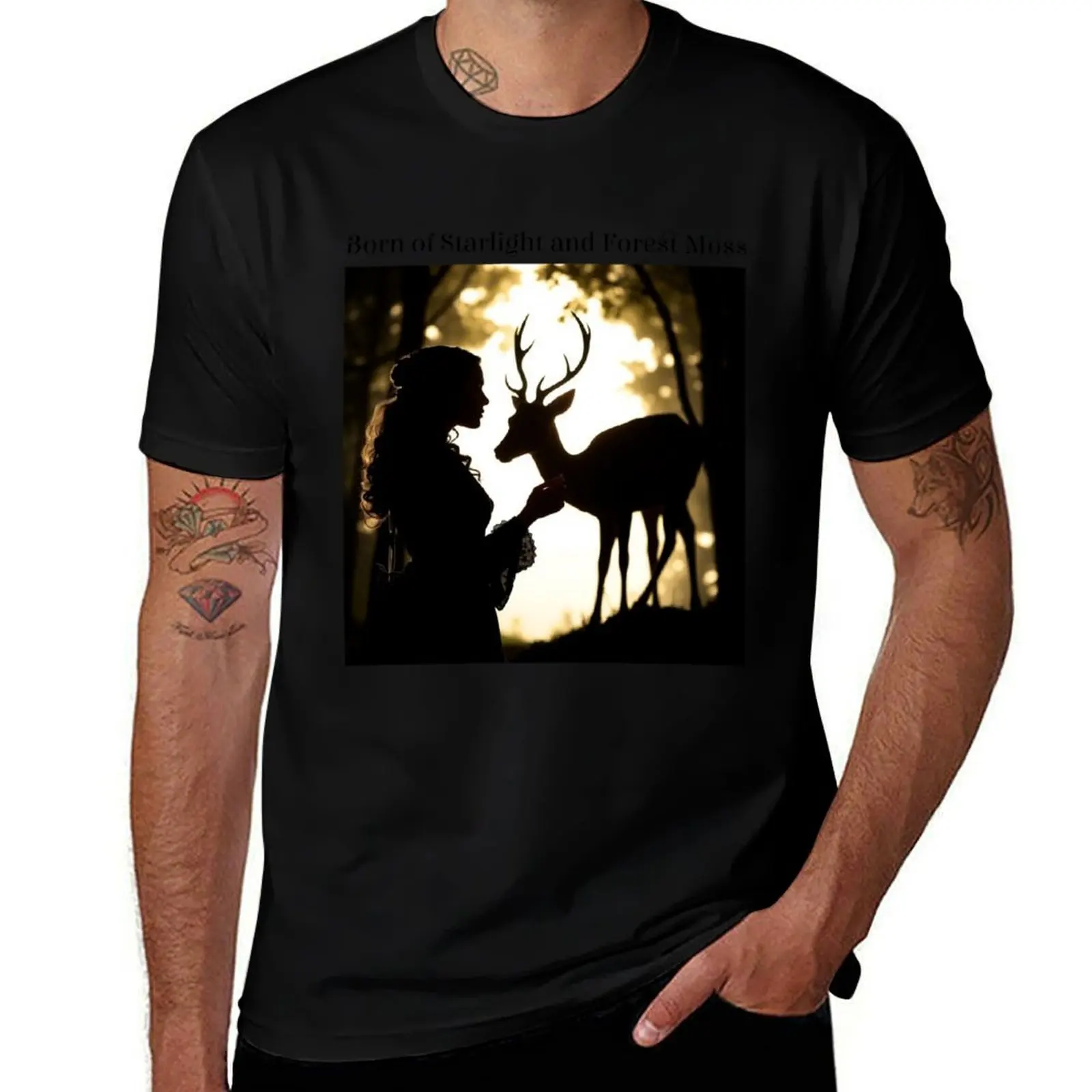 

Born of Starlight and Forest Moss Enchanted T-Shirt heavyweights oversizeds man t shirt funny t shirts men