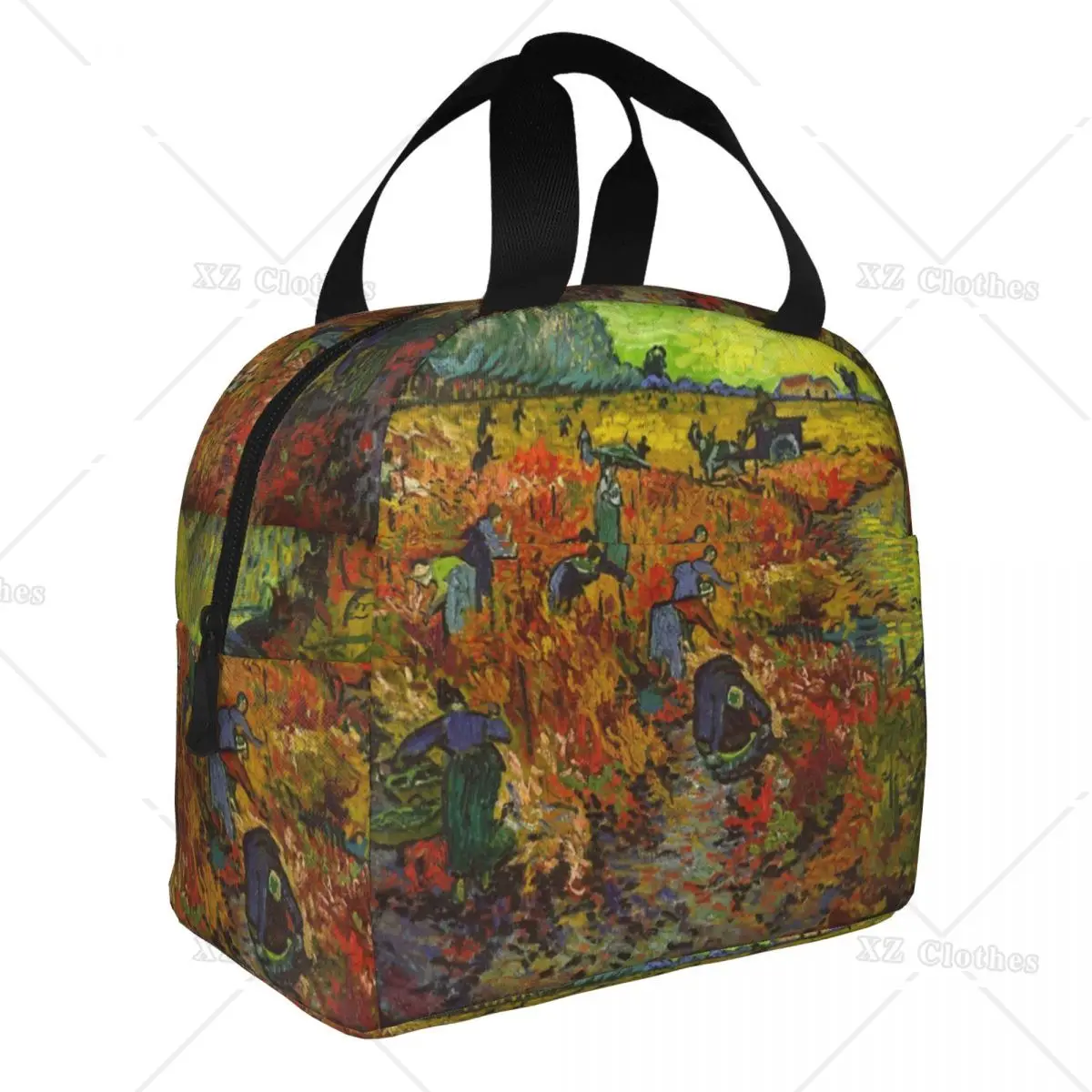 Red Vineyards At Arles Insulated Lunch Bags Vincent Van Gogh Reusable Cooler Lunch Box with Pocket for Women Men Work Picnic