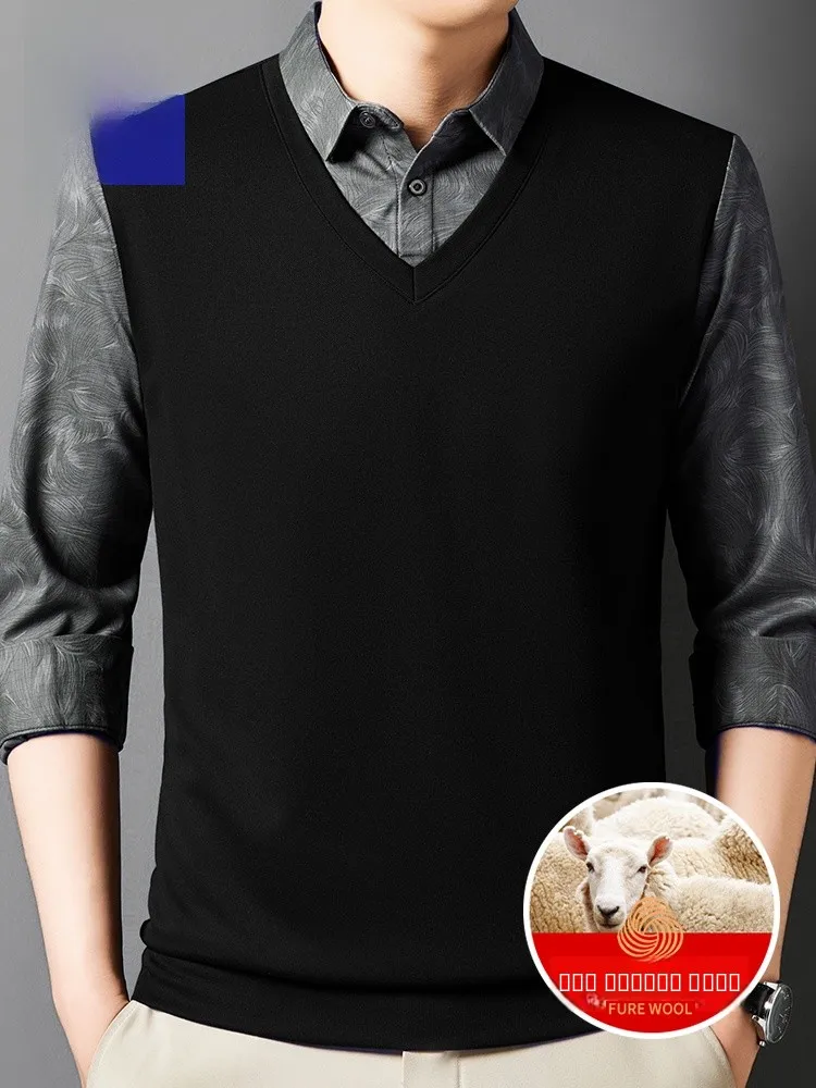 

Rn Long Sve T-irt Casual irt Collar Men's Knitted Sweater Spring Autumn Plaid Pattern Busin Casual Polyester Blend