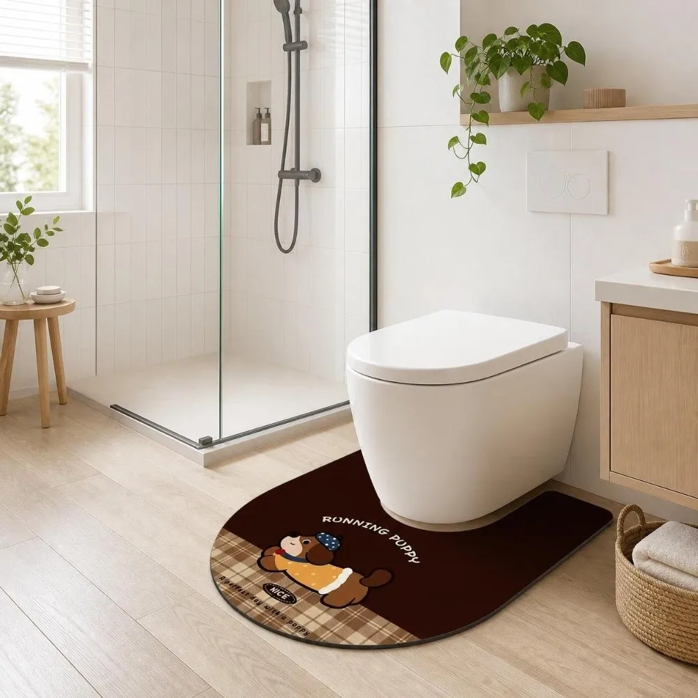 Diatom Ooze U Shaped Toilet Mat Absorbent Non-slip Toilet Rugs Soft Quick-drying Floor Mat Bathroom Floor Protector Pad