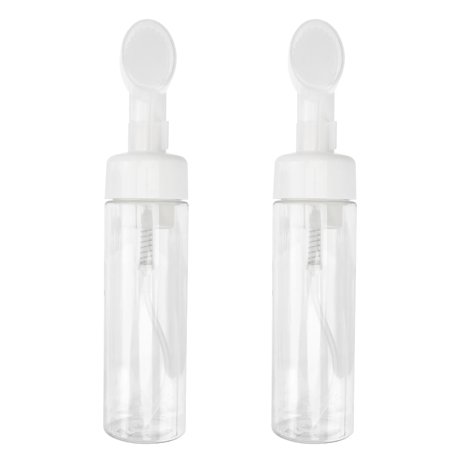 

2Pcs Foaming Bottle Dispenser 200ml White Brush Head Portable Travel Shampoo Bottles Mousse Pump Empty Sub Containers Plastic