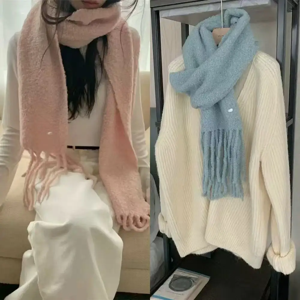

Warm Faux Fur Tassel Scarf Shawl Large Winter Style Korean Soft Atmosphere Feel Long Rectangle Warmth Young Women's Scarf