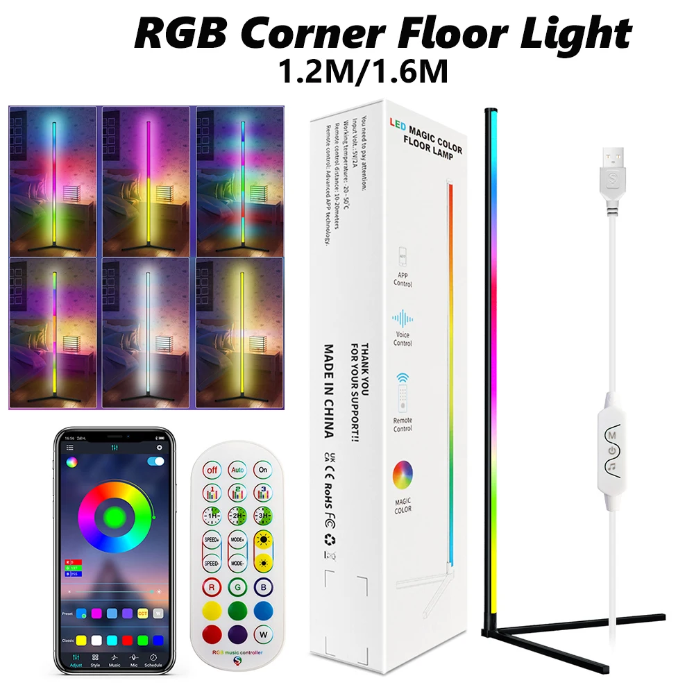 RGB-лампа в уголку, 1,6 м, USB-зарядка