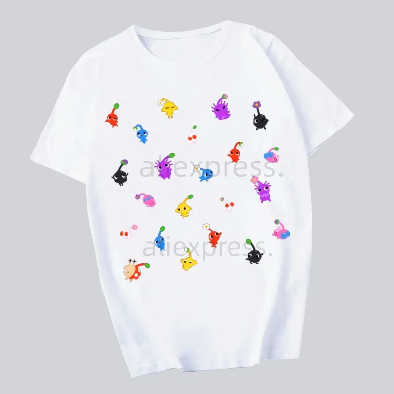 Pikmin imprimé t-shirt hommes rétro lavé hauts T-shirts Harajuku t-shirt Streetwear Hip Hop hommes T-shirts