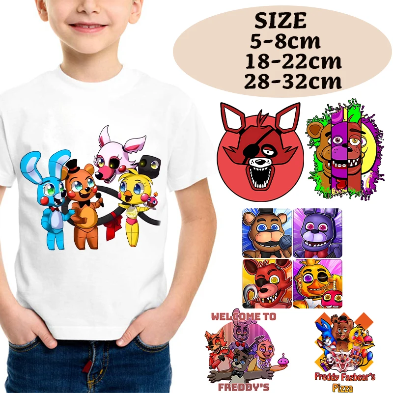 FNAF Iron on Patches for Clothing Five Nights At Freddy DIY Hoodie Hat T-shirt Heat Transfer Patch Clothes Custom Vinyl Sticker