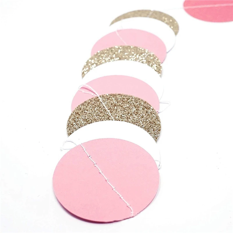 2M Glitter Five-pointed Star Circle Polka Pink White Gold Dots Happy Birthday Party Toys Baby Hat Gift Garland Baby Toys