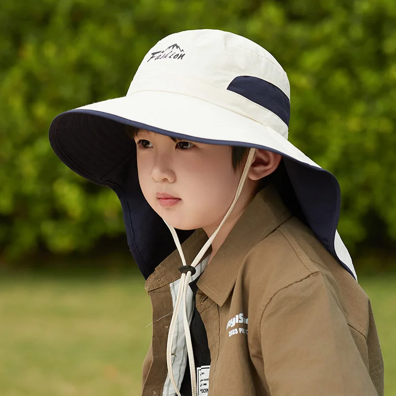 Baby SunHat Summer Boys Girls Bucket Hat Kids Cotton UV Travel Hats Child Big Brim Outdoor Beach Caps Casual Panama Cap