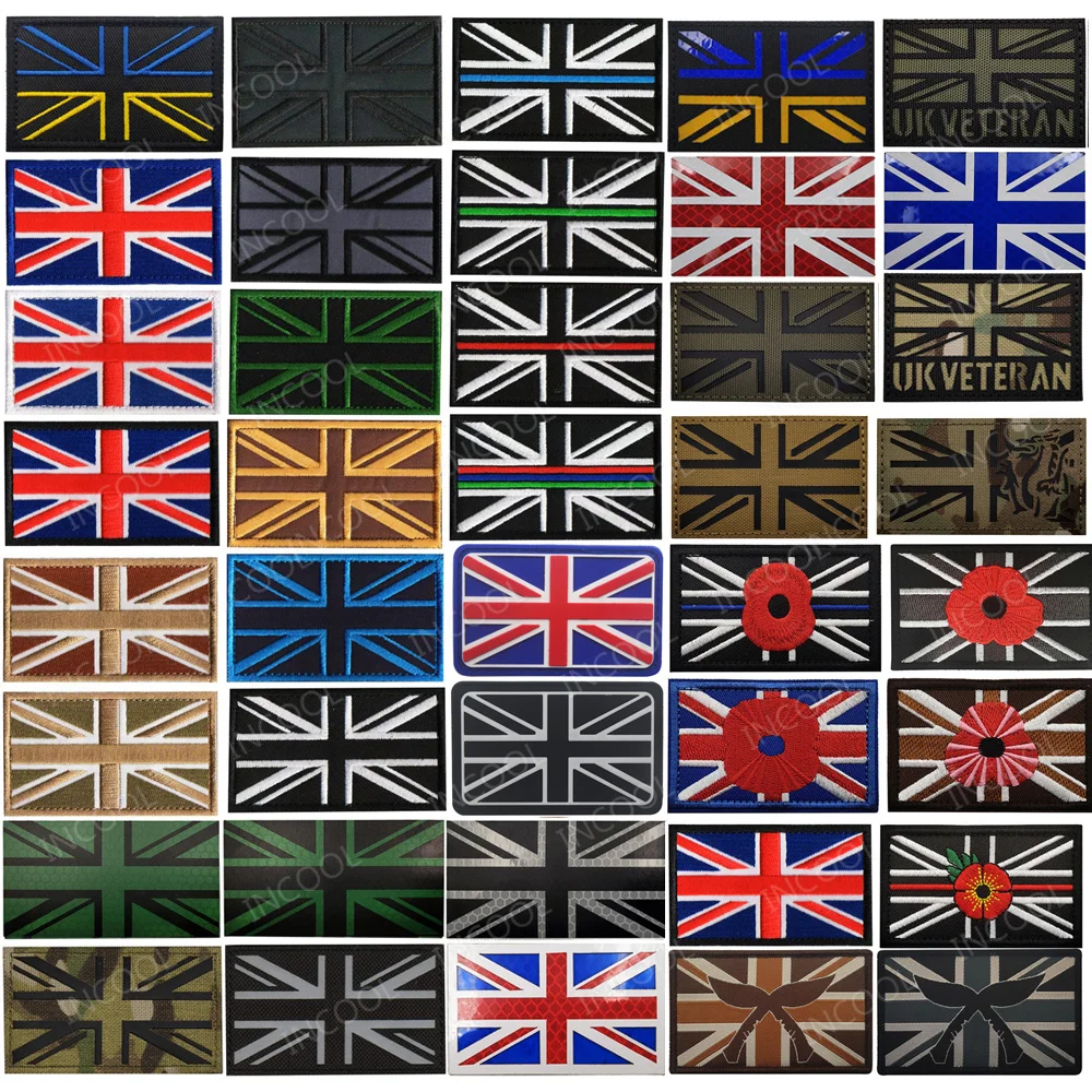 United Kingdom Flag British England Embroidered Patches IR Reflective UK GBR PVC Rubber Great Britain Armband