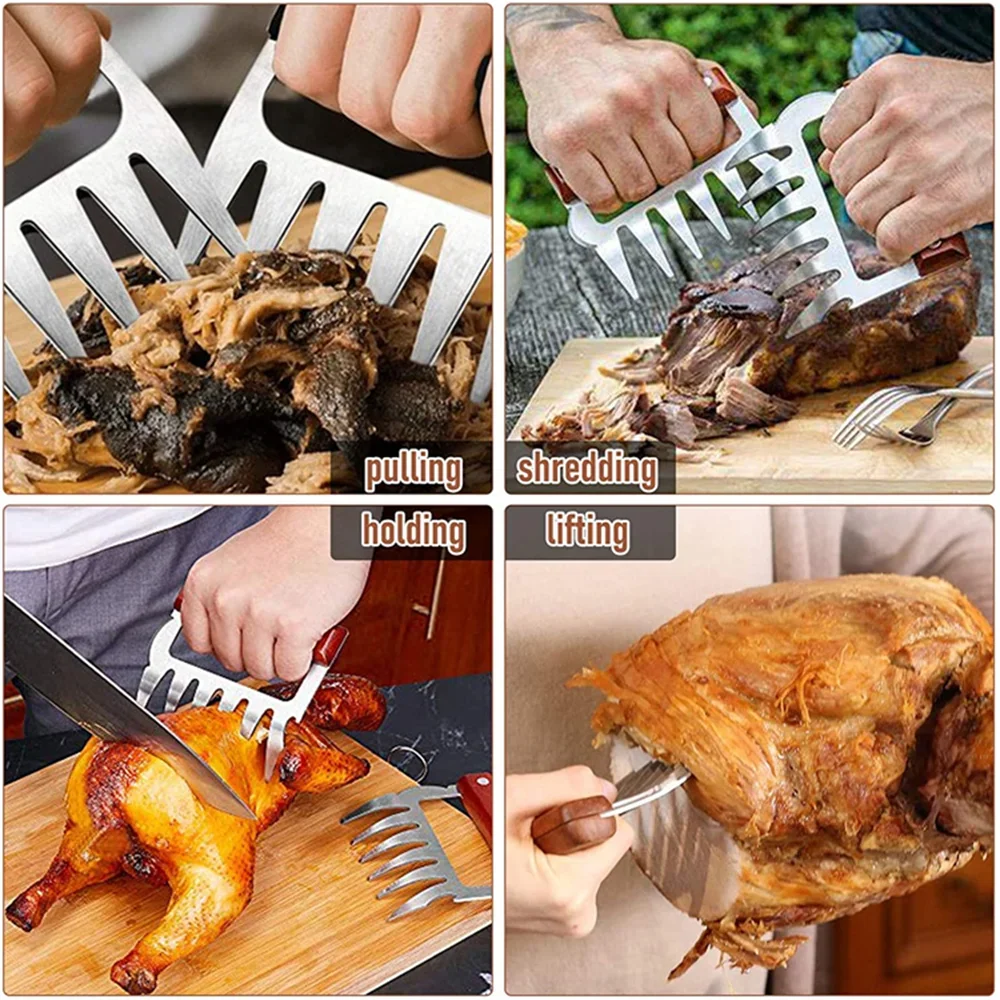 1pc Outdoor Barbecue Fork Shredde Bear Claws Pull Shred Pork Meat Clamp Manual Roasting Fork Kitchen Tool Accessories BBQ Tools