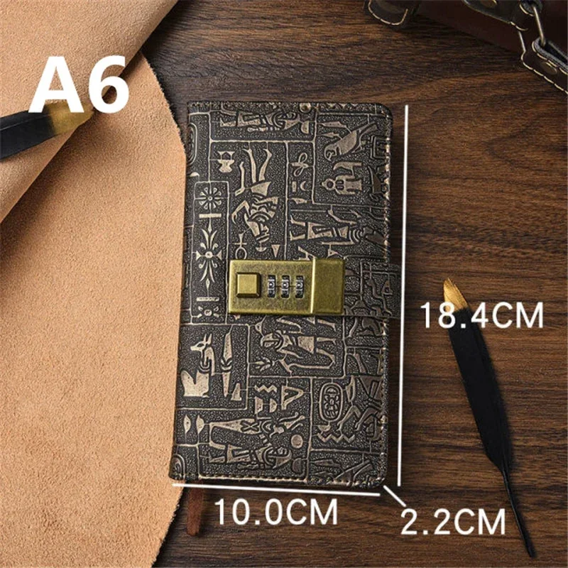 200 Pages A5A6 Code with Lock Diary Book  Notepad Agenda Planner European Style Retro Notebook Simple Hand Account Book Journal