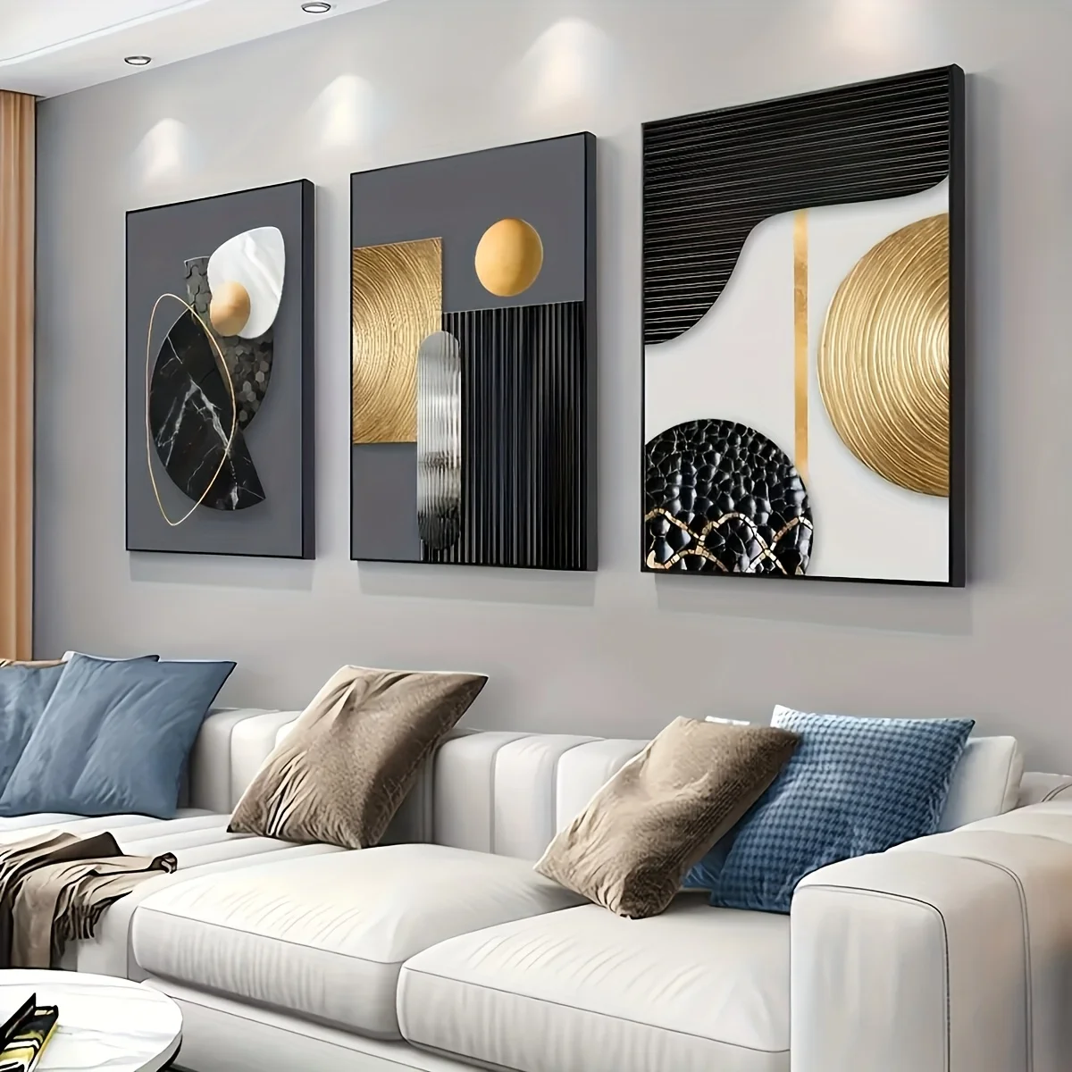3pcs Canvas Poster Set, Abstract Geometric Art, Beautiful Marble Art, Minimalist Design, Home Decoration, Gift for Friends, Livi