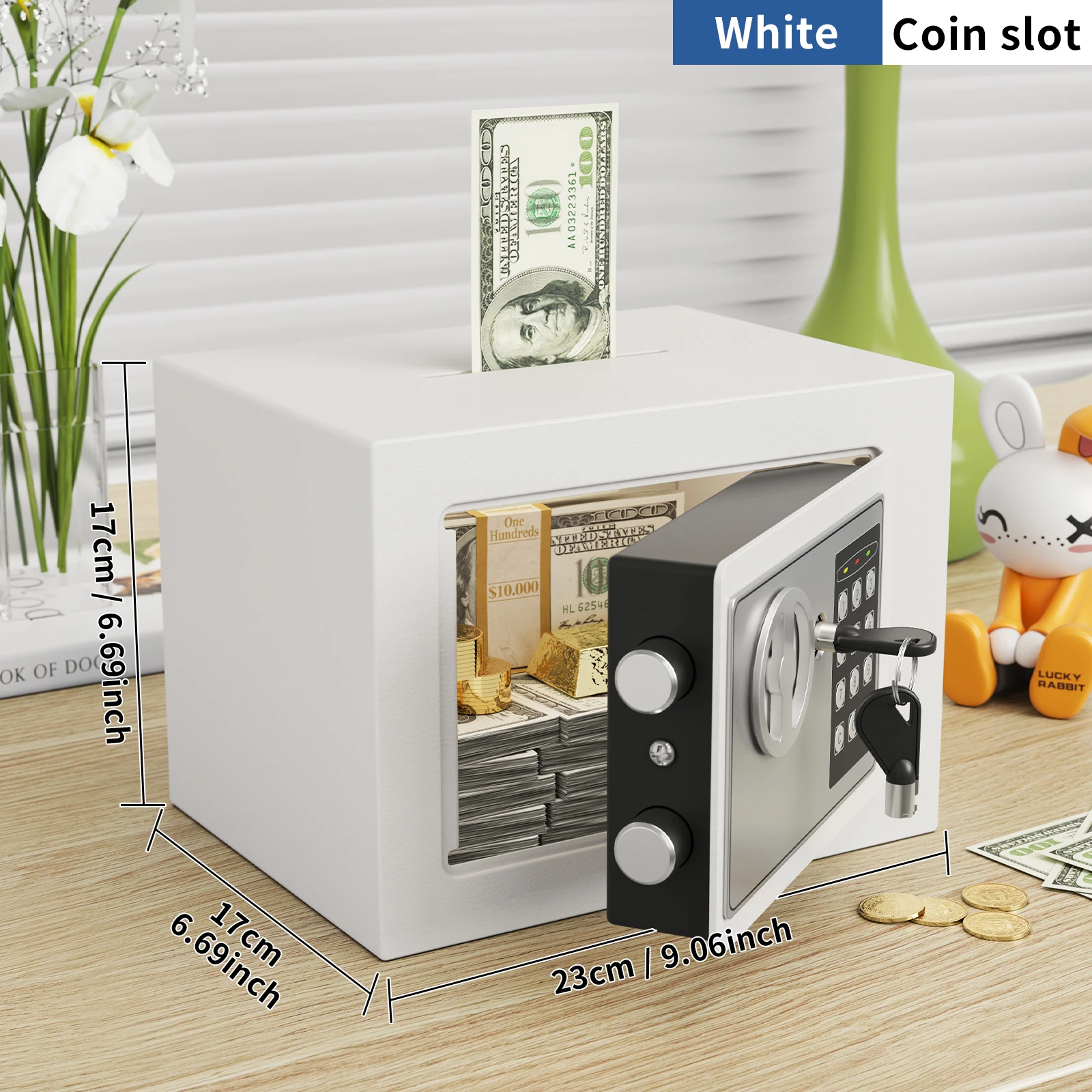 Cassetta di sicurezza con password antifurto a parete con doppia chiave e blocco password digitale