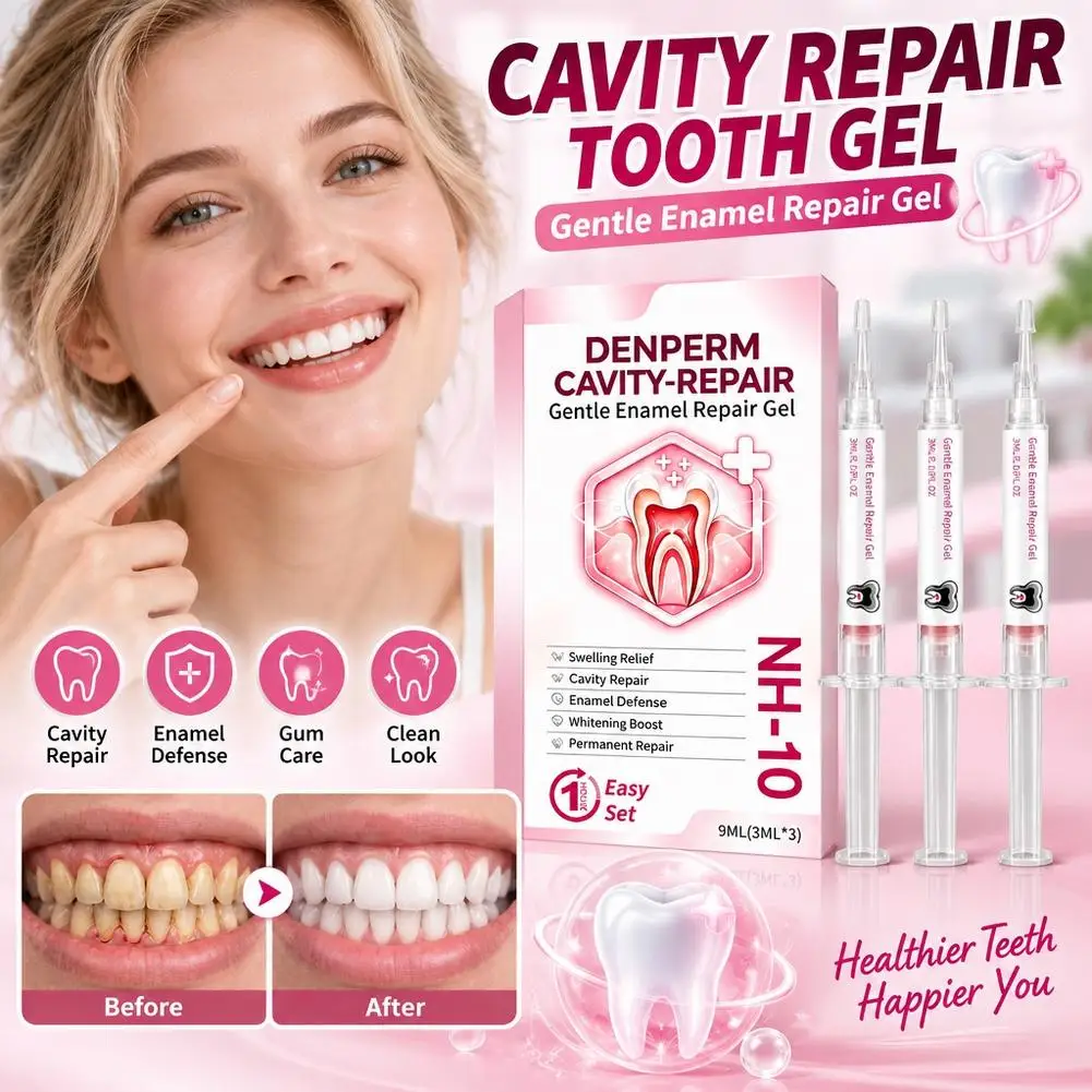 3ml x3 Denperm Cavity Repair Enamel Filling Gel NH-10 Tooth Sensitivity Relief Oral Care Gel Syringe Kit Oral Care for Adults