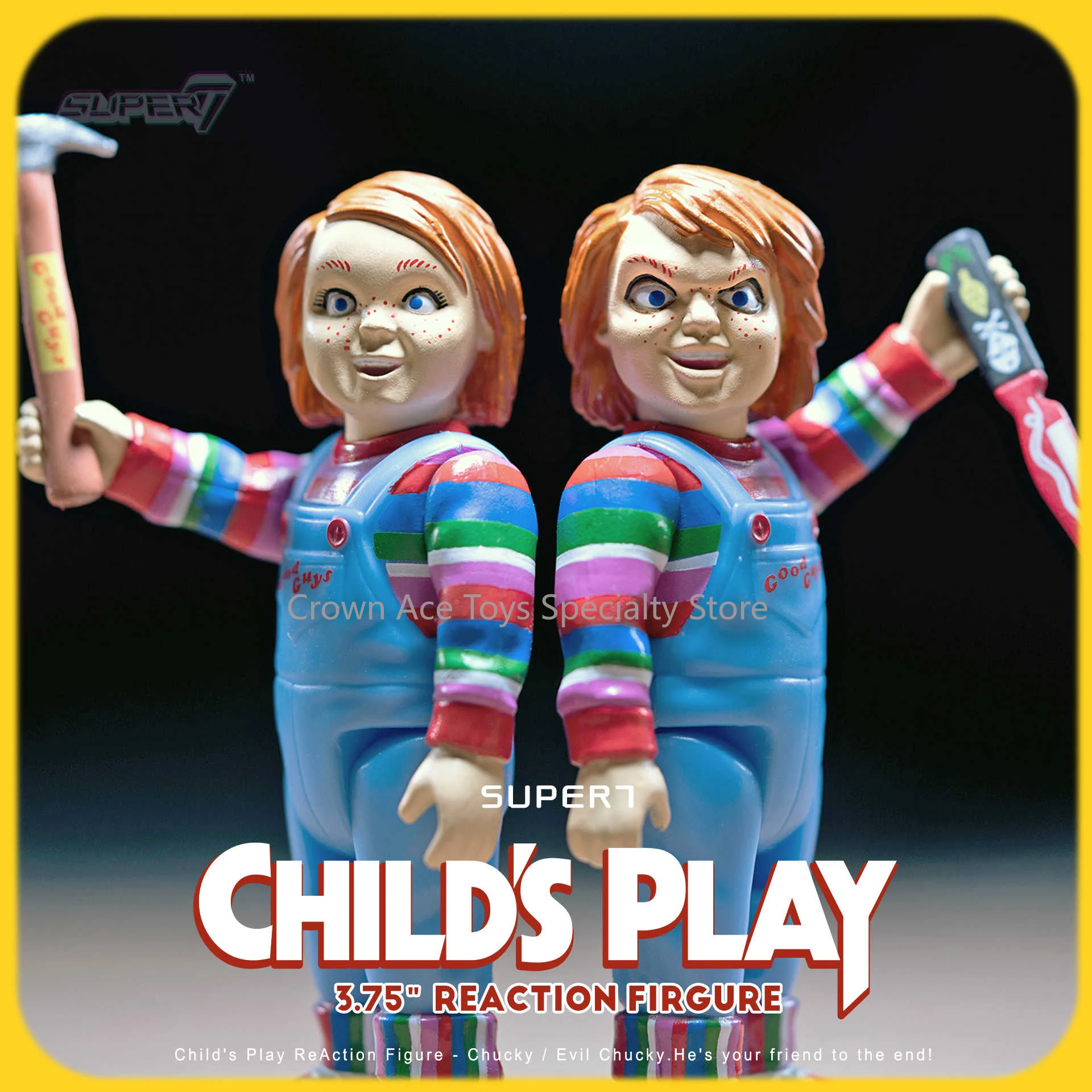 In Stock Super7 Child's Play Charles Lee Hanging Card 3.75in Anime Action Figures Collectible Desktop Toys Gift with Accessories