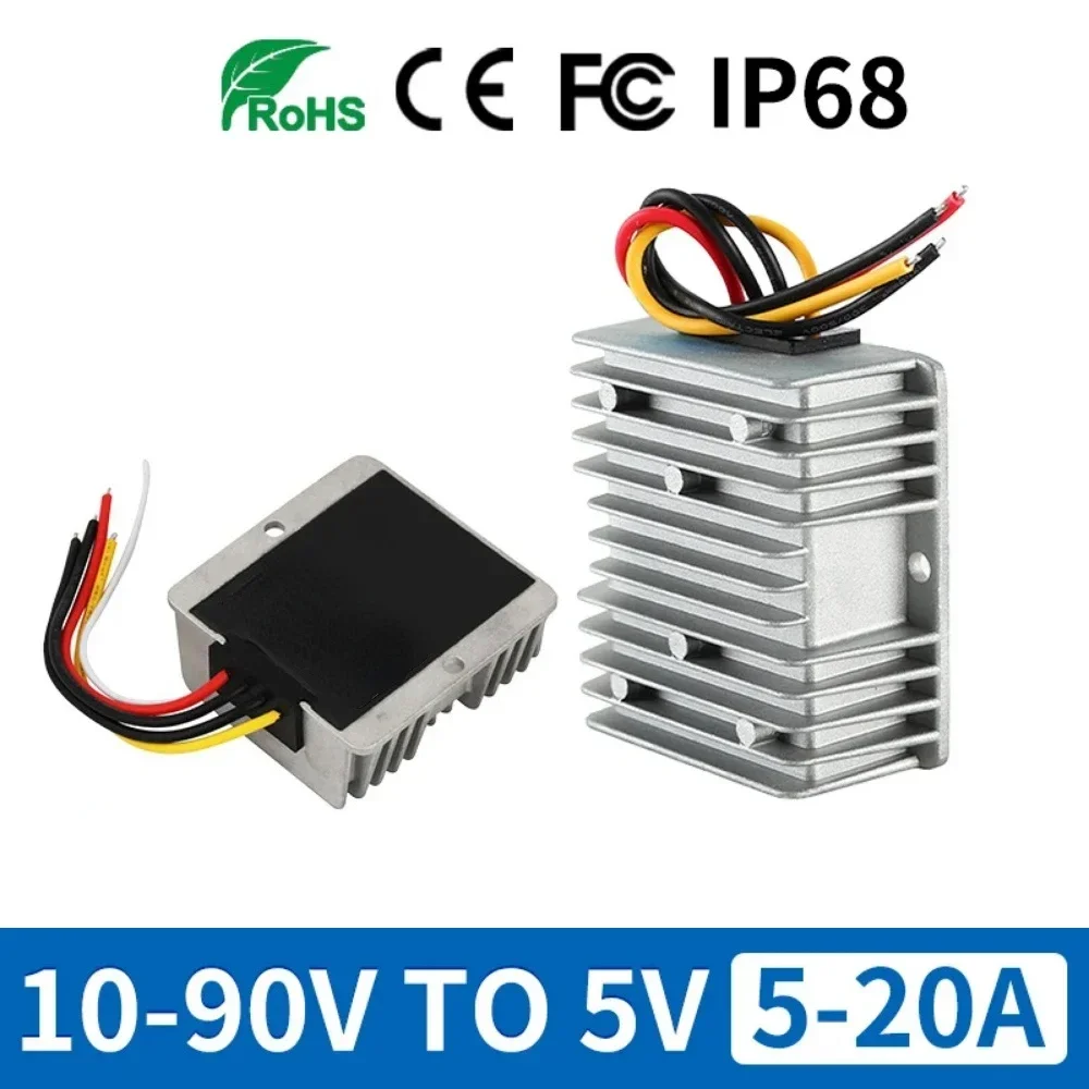 72V 60V 48V 36V 24V 12V to 5V 20A 10A 5A DC DC Buck Power Converter Step Down Voltage Regulator 12 24 36 48 60 72Volt to 5 Volt