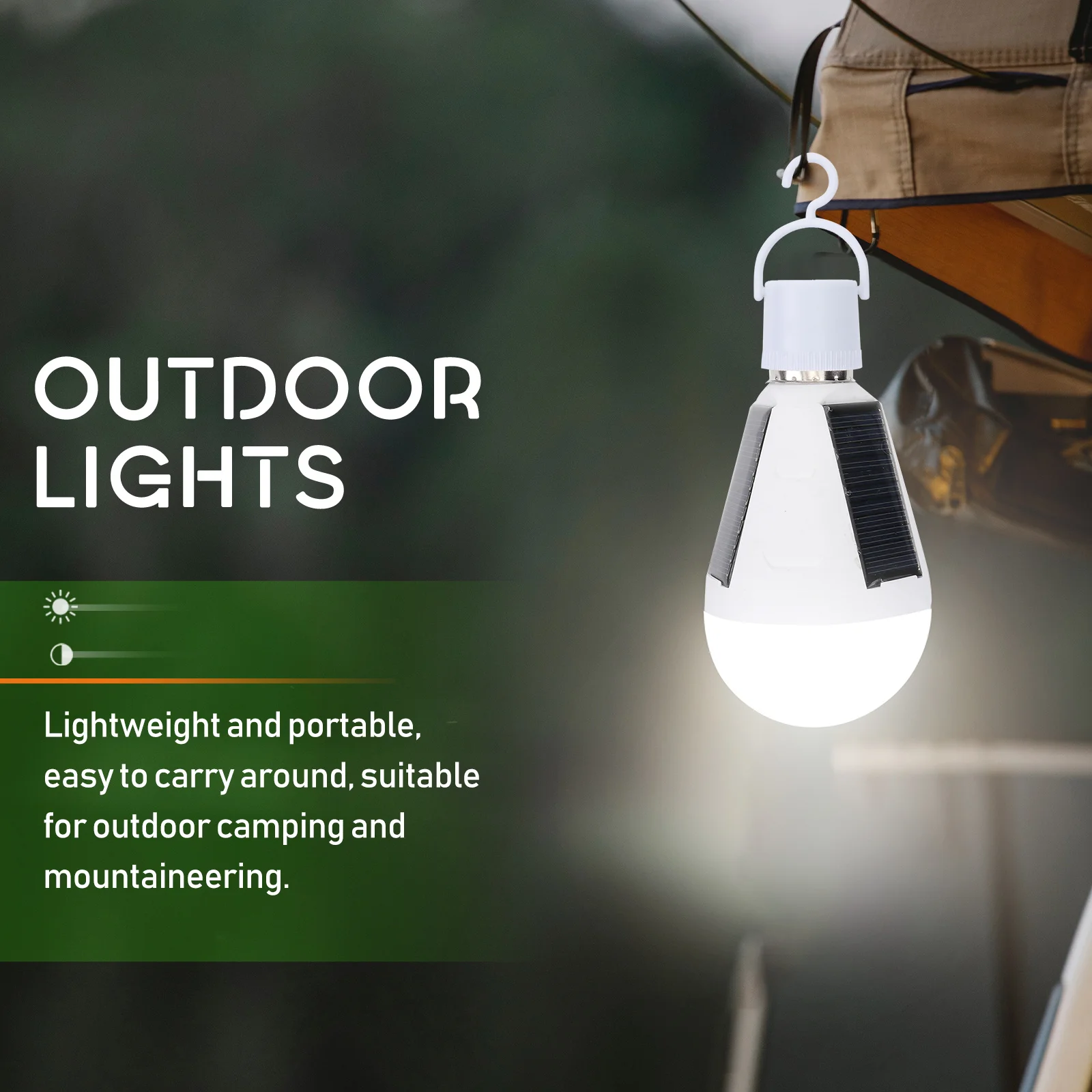 หลอดไฟ LED ฉุกเฉินแบบโซลาร์ชาร์จ E27 2 ชิ้น โคมไฟแขวนพกพา ใช้ได้ทั้งภายนอกและภายในอาคาร ใช้พลังงานแสงอาทิตย์ เหมาะสำหรับตั้งแคมป์ บ้าน และสวน