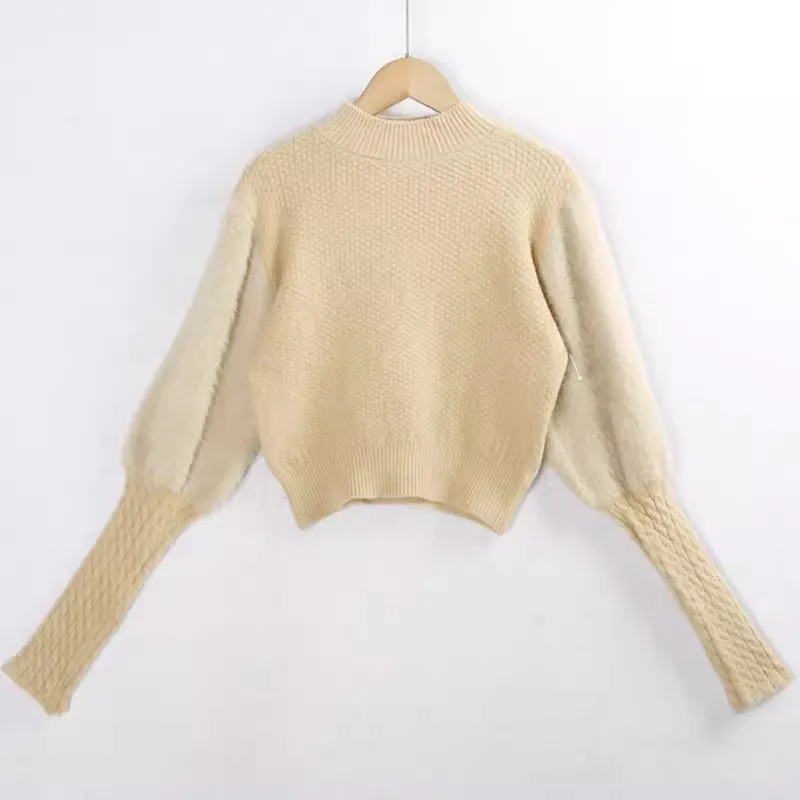 

Осень-зима, длинный вязаный свитер светя, женский облегающий воротник-стойка в стиле пэчворк, удобный теплый цвет, для поездок на работу