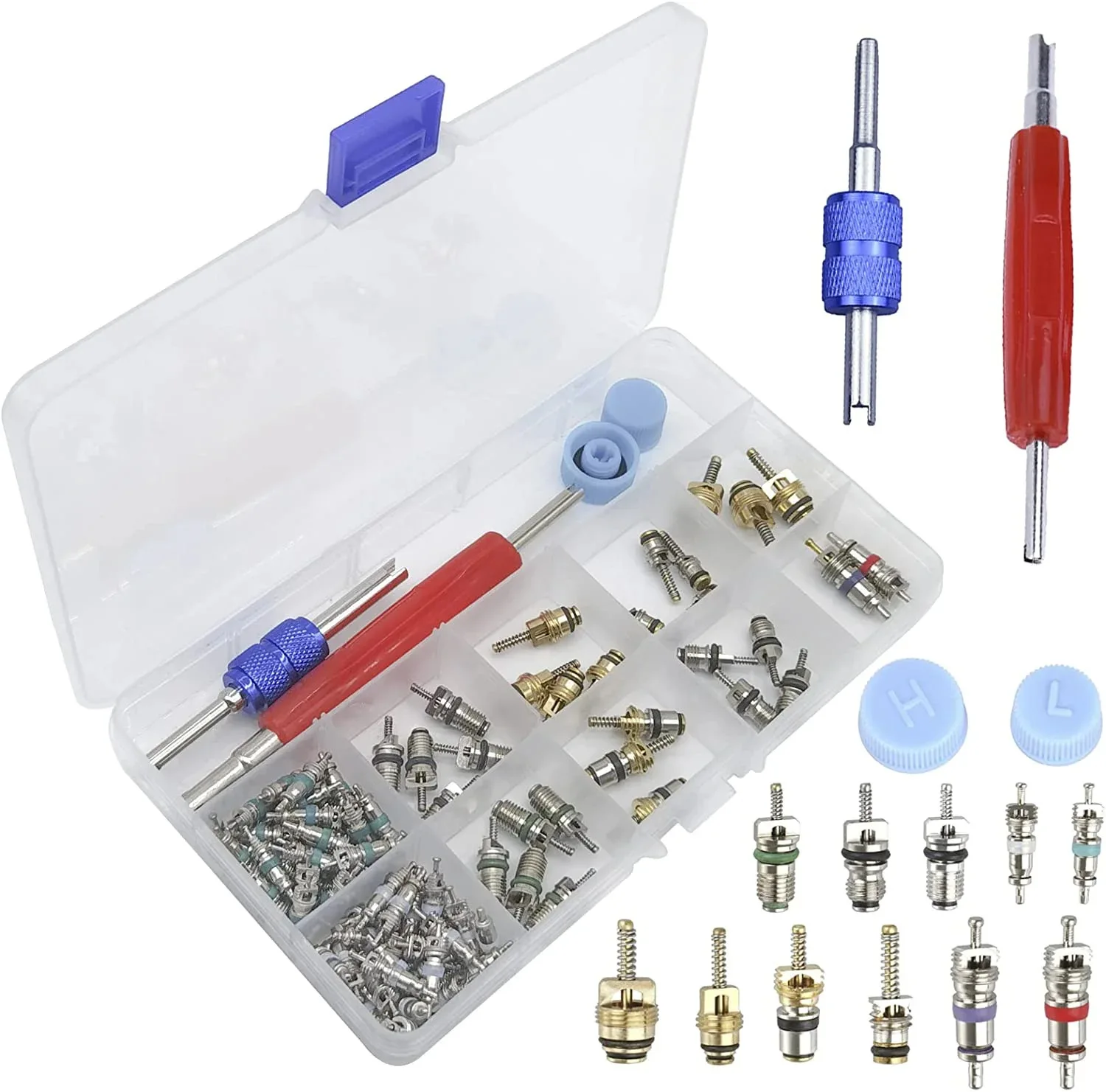 for Professional Grade AC Valve Core Tool Kit for R12 R134a Systems with Metal Components and Practical Storage Design
