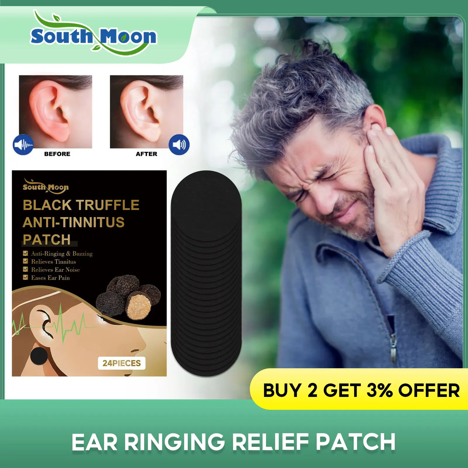 

Tinnitus Relief Patch Improve Ear Health Hearing Anti Swelling Reduce Earache Prevent Deafness Ear Ringing Soothing Products