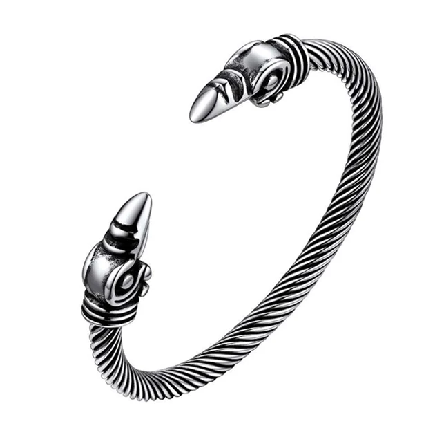 U7 Stainless Steel Twisted Cable Open Bangle Cuff for Men