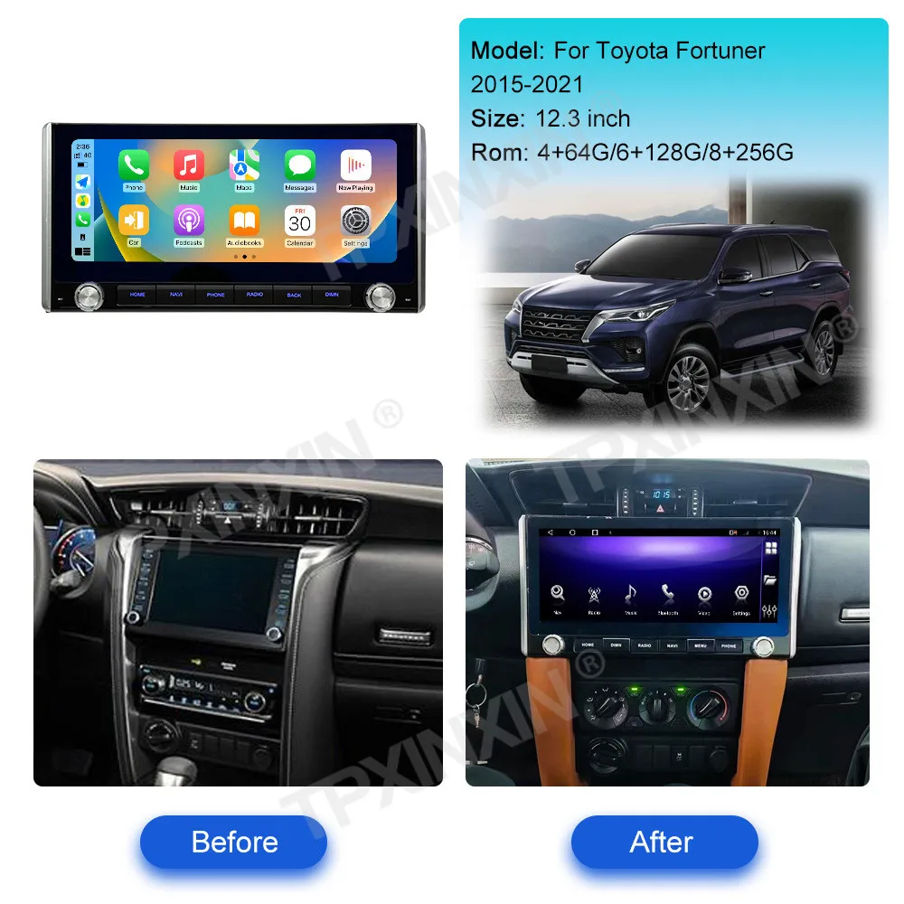 For Toyota Fortuner/HILUX Revo 2015 -2021 Android Car Radio 2Din Stereo Receiver Autoradio Multimedia Player GPS Navi Head Unit