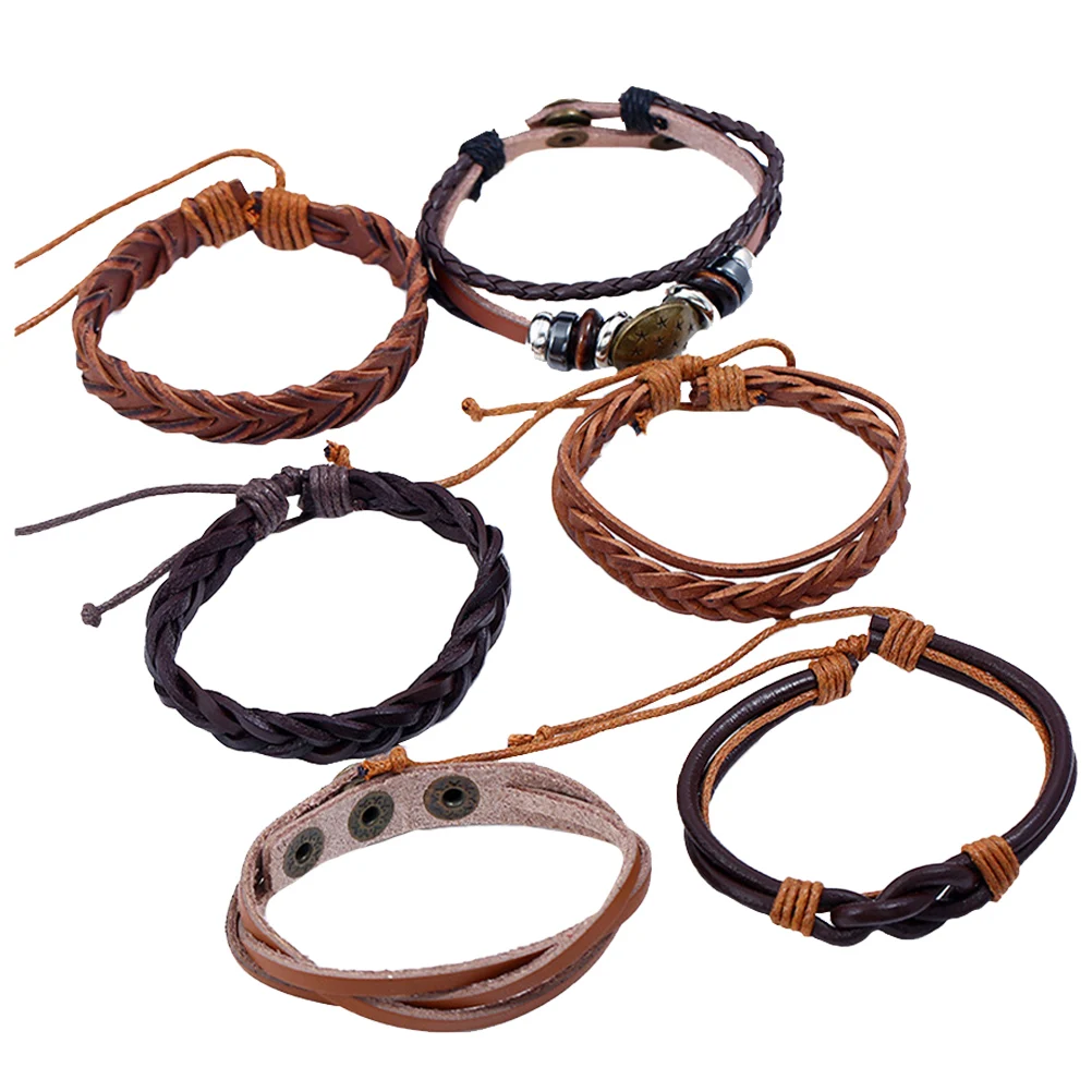

Retro Wrist Chain Men Bracelets Cowhide DIY Hip hop Woven Chains Gift Special Occasions Valentine Anniversary Cool Charm