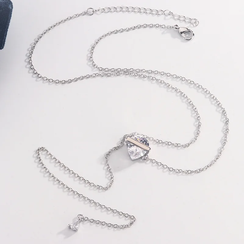 

Delicate Water Drop Tassel Pendant Necklace Banquets Parties 925 Silver Shining AAA High Quality Boutique Jewelry Gift