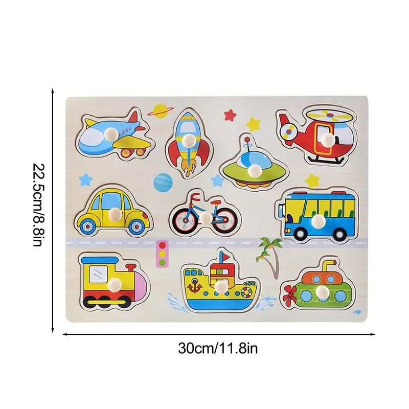 Toddler Jigsaw With Handles Early Education Boys Girls Wooden Puzzle Toy Pre-Kindergarten Toys For Kindergarten Children's