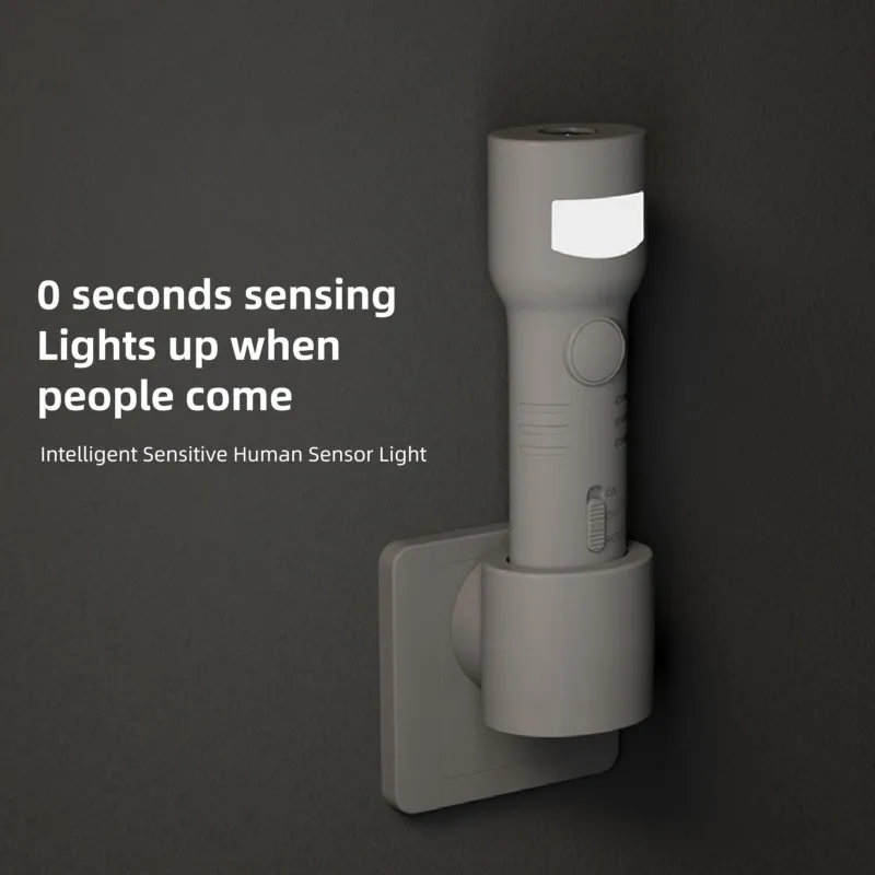 [NEW A09R!】 Wall Mounted LED Night Light, Plug In Lamp Sensor Light With Detachable Flashlight US Power Adapter US PLUG