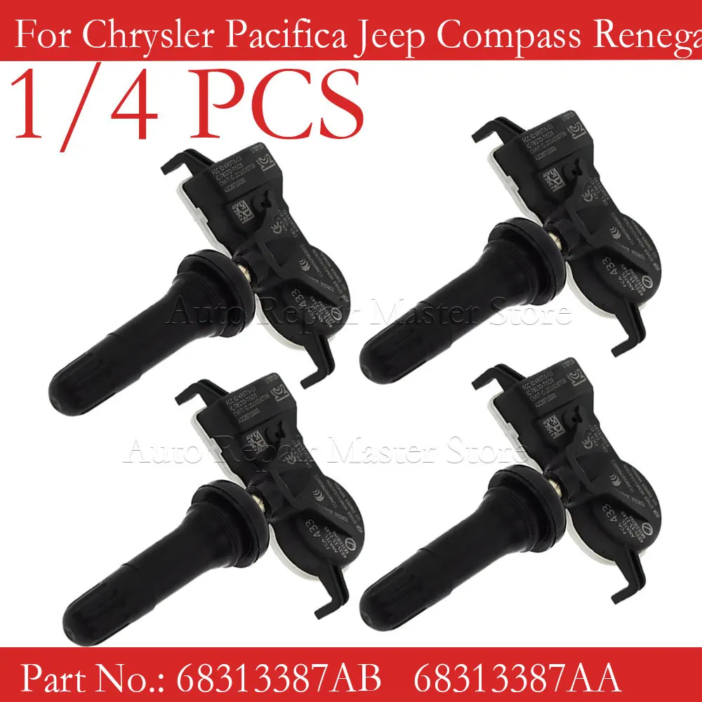 1/4PCS TPMS Sensor Tire Pressure System For Chrysler Pacifica Jeep Compass Renegade 68105280AF 68313387AB 53305555