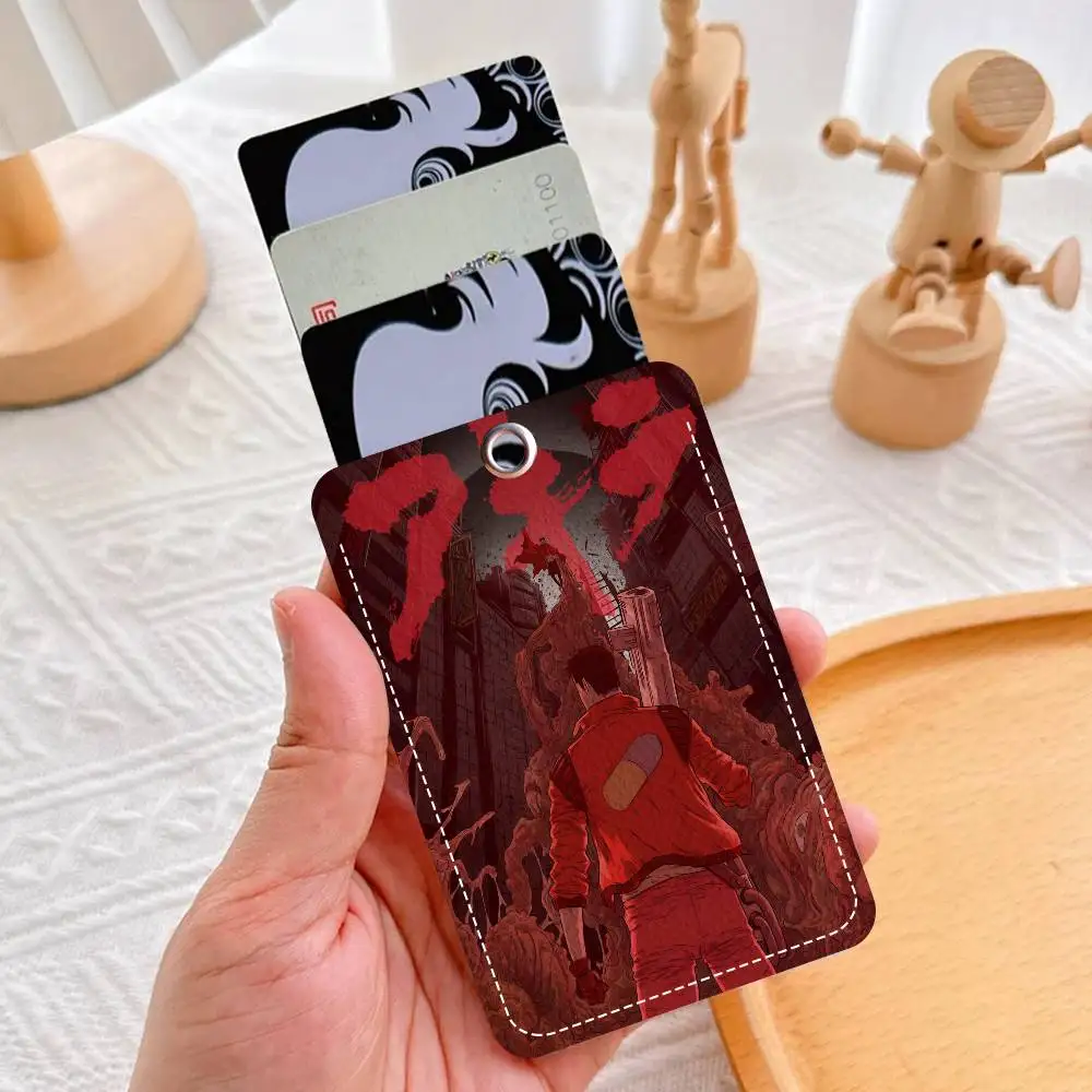 Akira Future Tokyo Sci-Fi Cartoon 1Pc Access Card Case Leather Card Holder Keychain Key Ring Door Access Tags ID Card