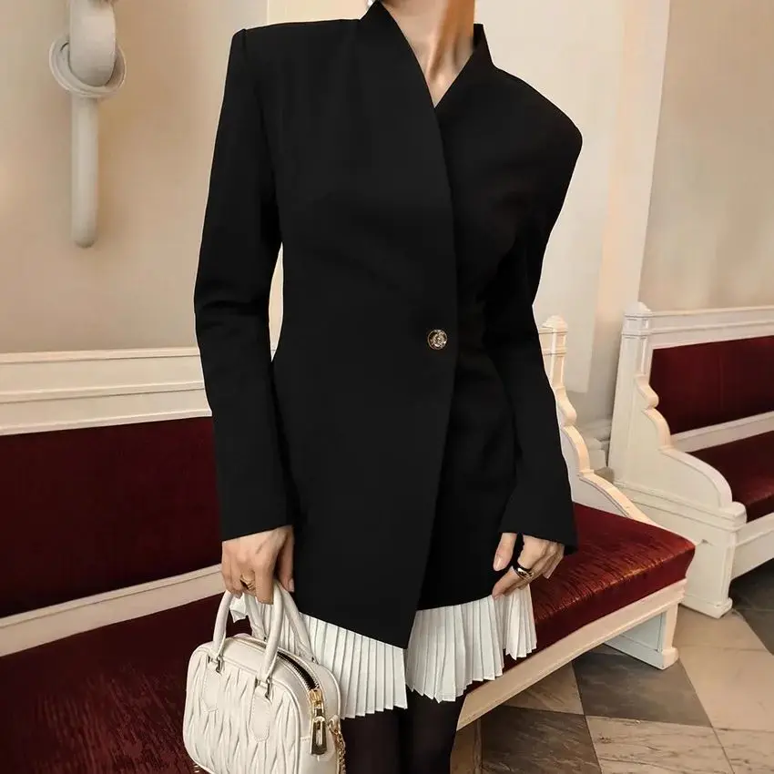 

Women's Ey Casual Bla Structured Sui Fabric V-Ne Cleanfit Sle A-Line Sve Polypropylene Material