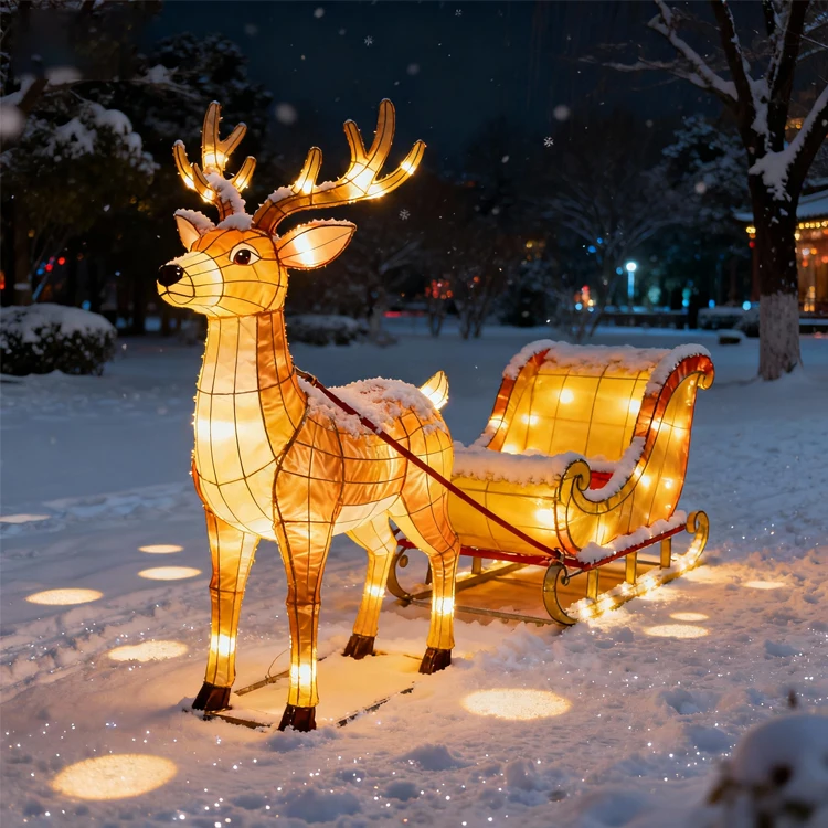 Wholesale Waterproof Thanksgiving & Christmas Reindeer Animal Shape Outdoor Silk LED Lantern Hot Selling