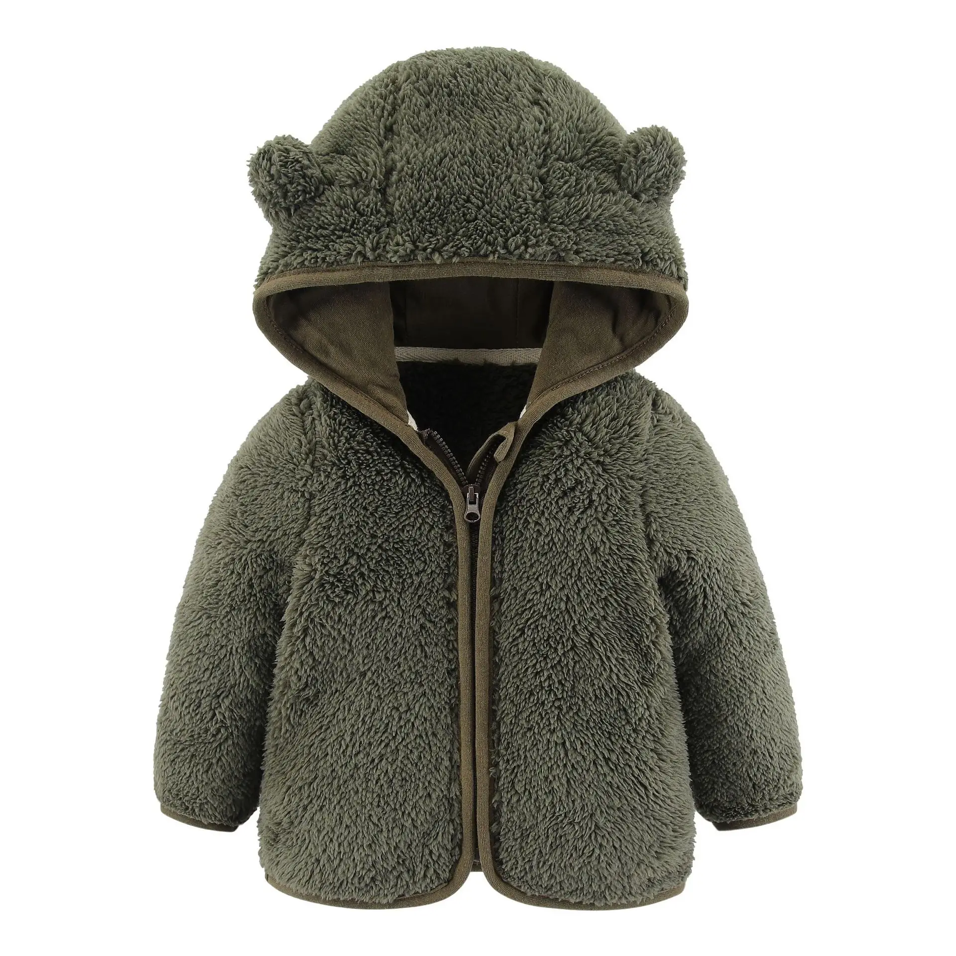 Frühling und Herbst Kinder Fleece Mantel Baby Bär Ohren Langarm Warme Jacke 0-3 Jahre Alte Kind Kleidung – Detail 5