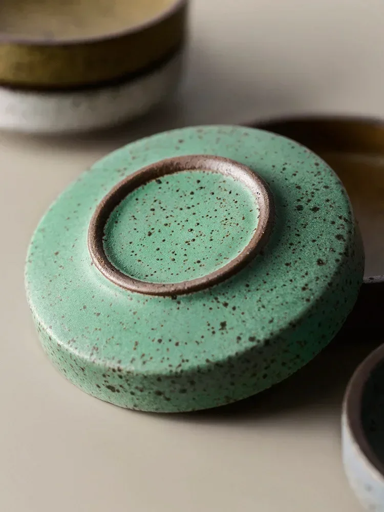Retro Ceramic Round Sauce Dish Hot Pot Seasoning Dipping Plate Bowl Small Flavor Plates Creative Snack Vinegar Soy Sauce Dishes