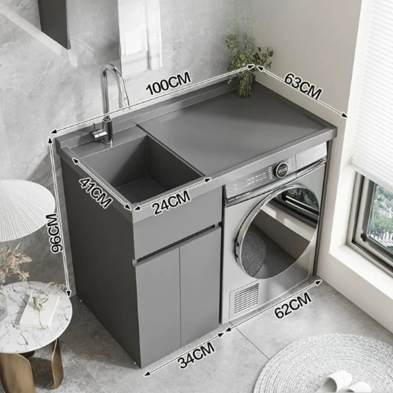 

LMMBalcony Washing Machine Cabinet Integrated Laundry Pool Slot Basin Without Washboard