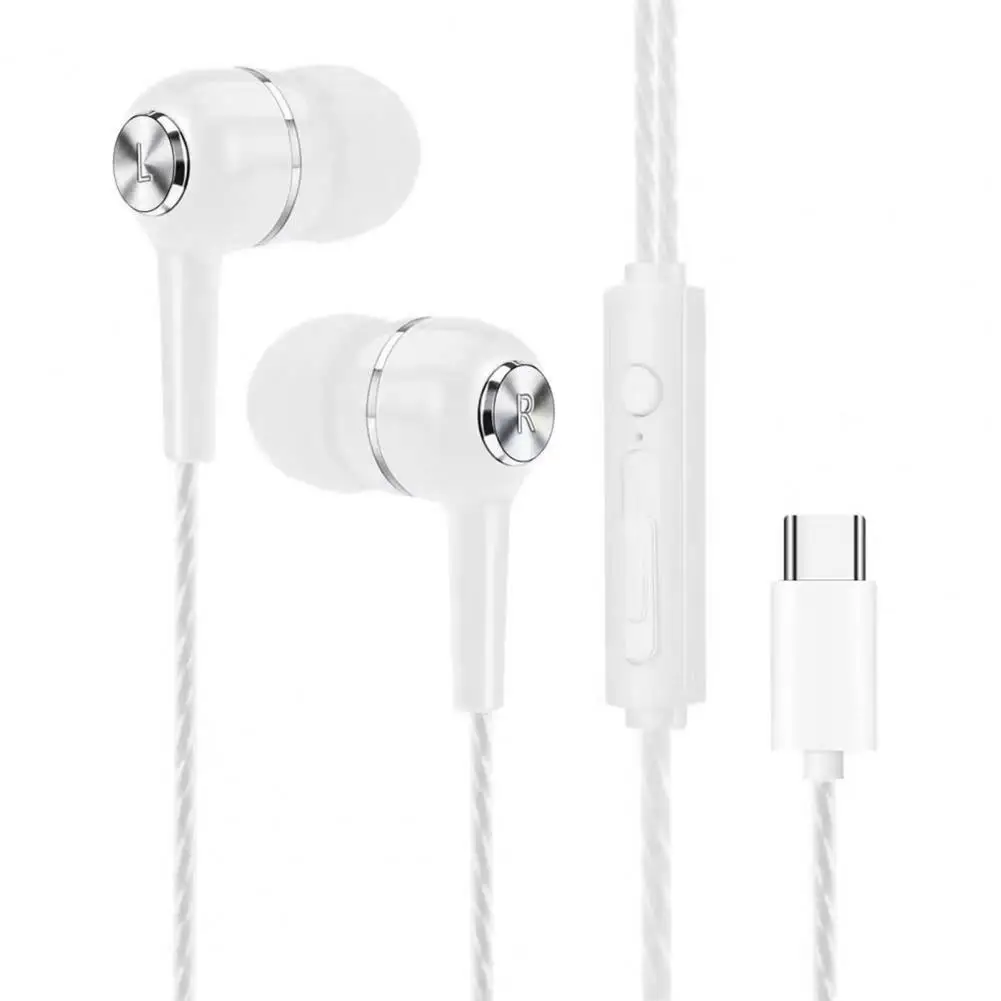 In-Ear Wired Headphones Noise-Canceling Mic Enhanced Sound Quality Low Latency Type-C Heavy Brass Earphones