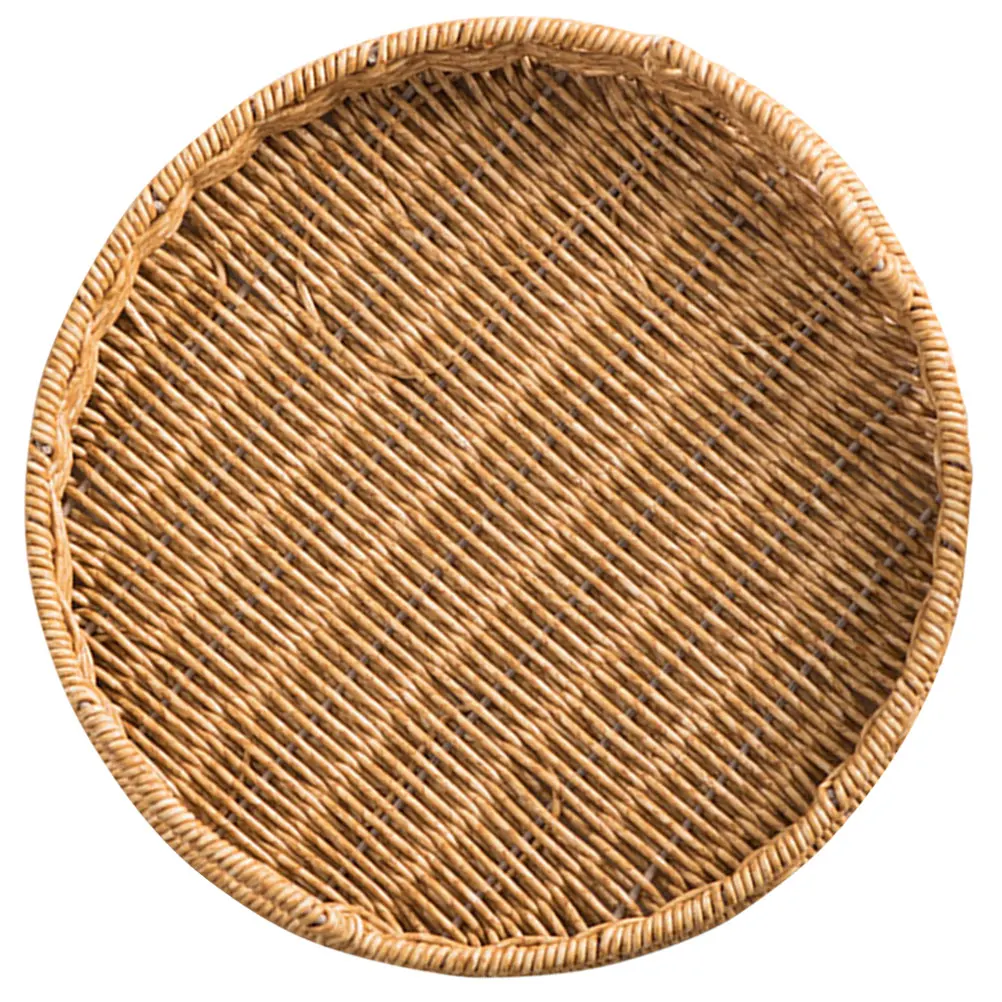 

Woven Storage Basket Imitation Rattan Large Capacity Fruit Tray Snack Holder Home Decor Multi Purpose Baskets Kitchen Bar