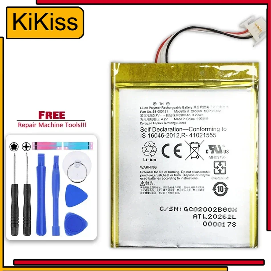 890Mah High Quality Battery For Amazon Kindle 499 558 7Th Generation 8Th SY69JL WP63GW 58-000151 MC-265360-03