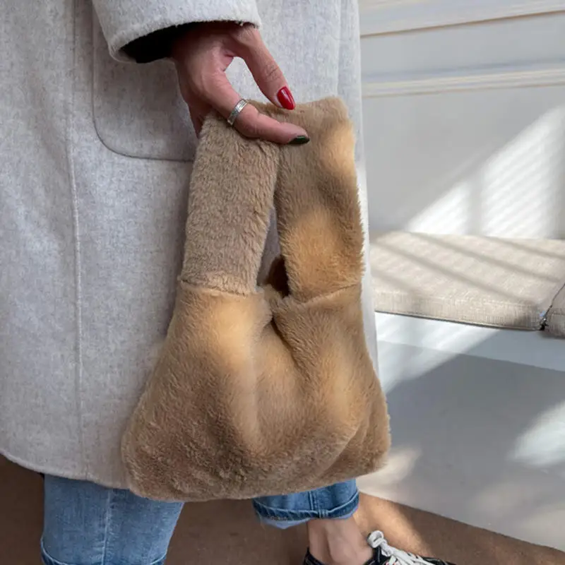 

Fashion Soft Plush Bags For Women Fluffy Velvet Lady Handbags Small Tote Female Winter Purses Warm Handbag Hot Sale