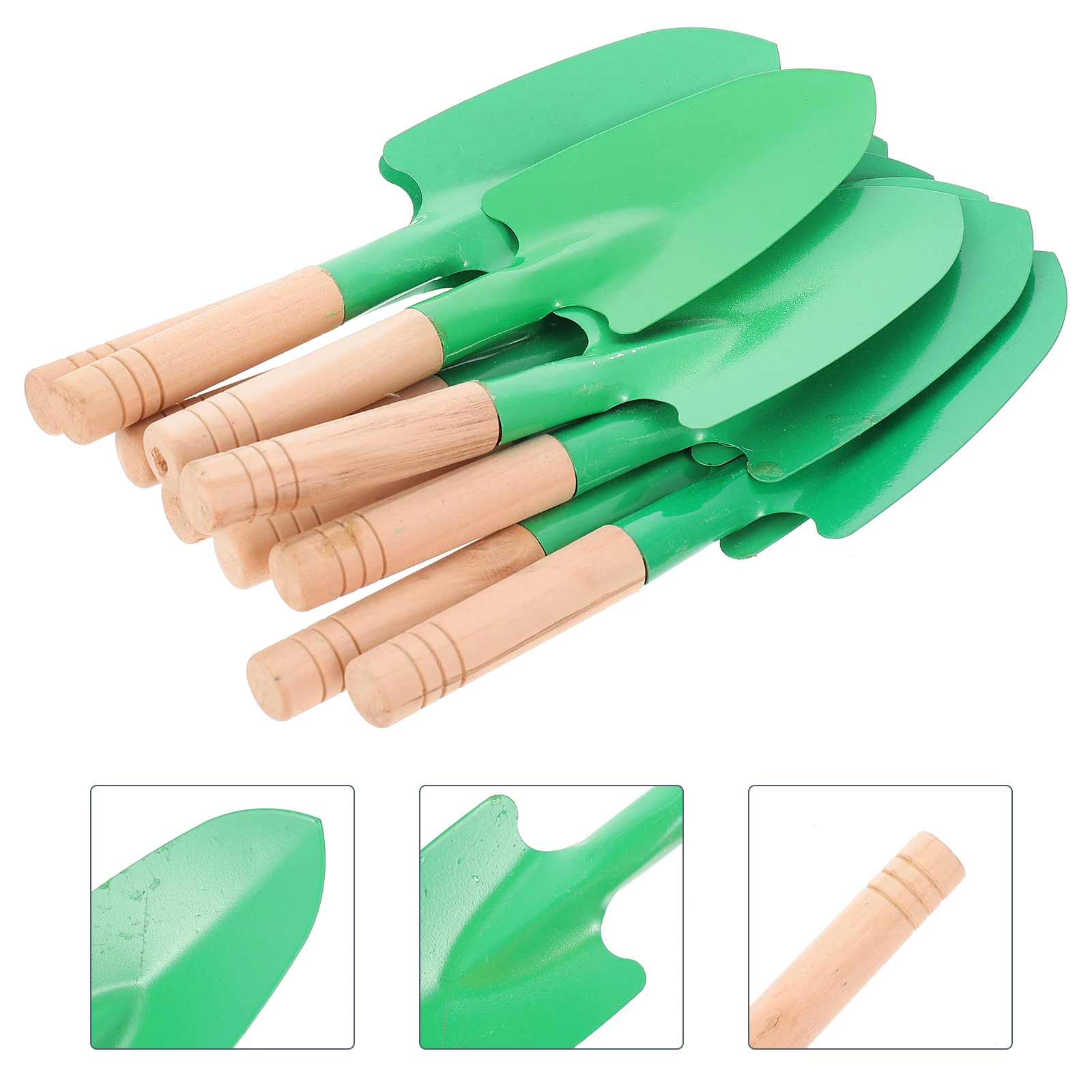 

10 pcs Wooden Handle Shovel Garden Trowels Hand Tools for Planting Soil Loosening Weeding Durable Metal Head Gardening Supplies
