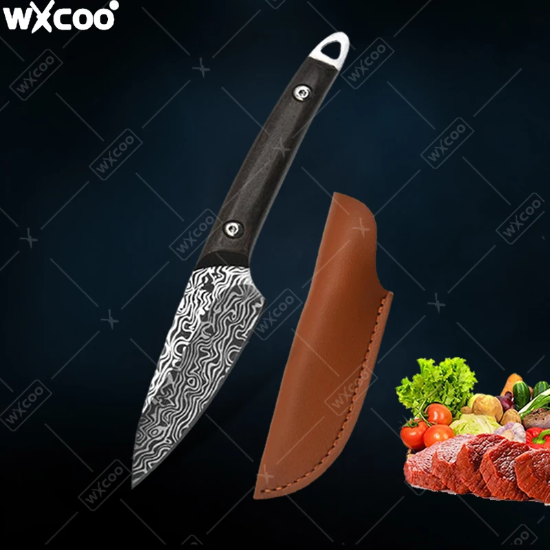 WXCOO Professionelles Küchenmesser für die Küche, Fleischknochen-Trennmesser, Obst-Allzweckmesser aus Edelstahl mit Abdeckung