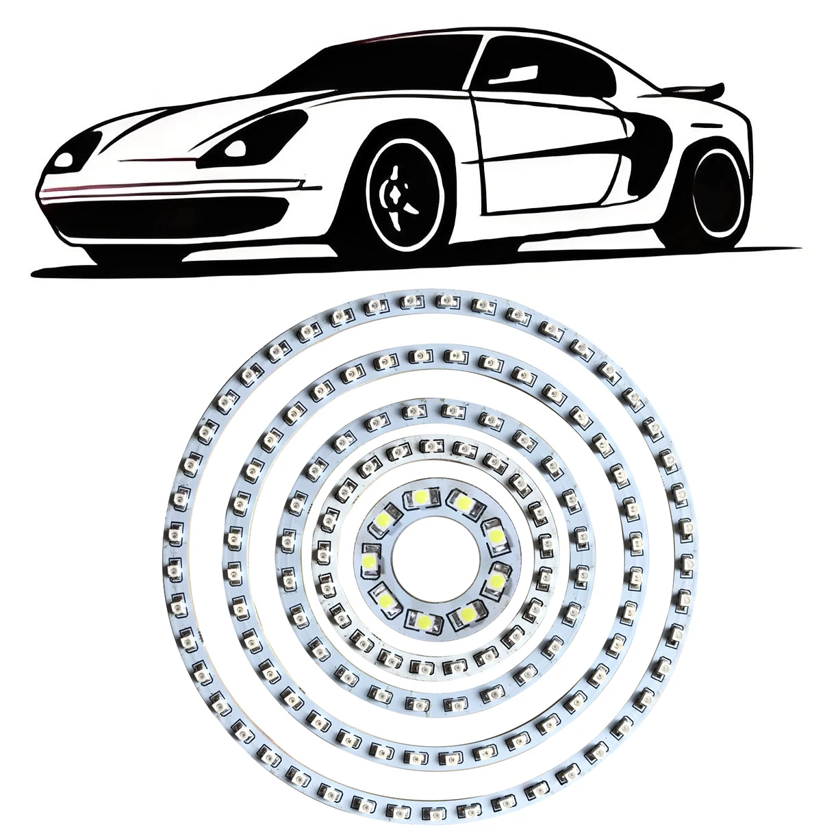 1PCS x DC12V  Car Led  Headlight 30mm 120MM 70MM 160MM Angel Eyes Halo Ring Light DC12v 3W
