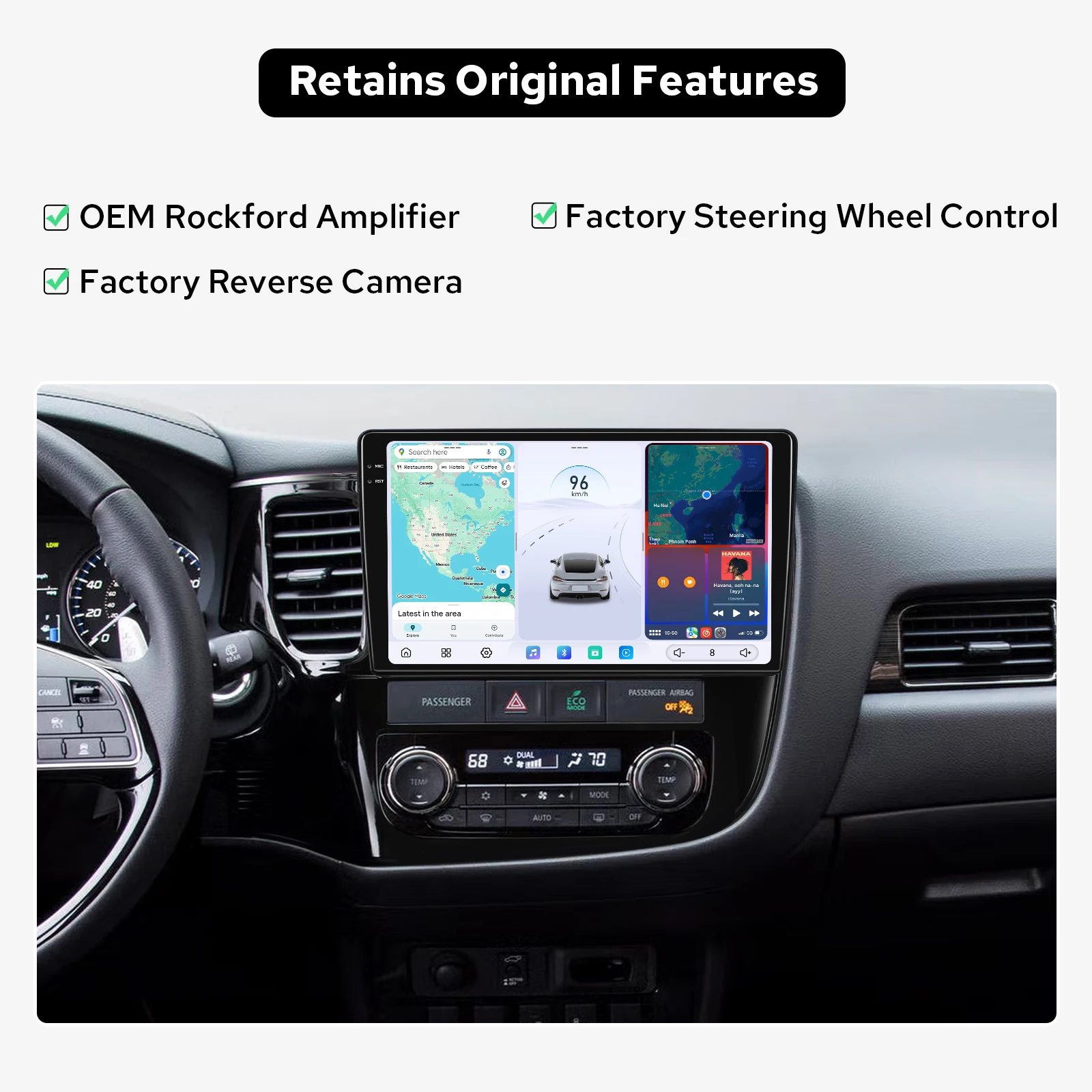 JOYING 10.4 Inch Car Audio Radio For Mitsubishi Outlander 2012-2018 LHD 12GB+256GB Retains OEM Reverse Camera Rockford Amplifier