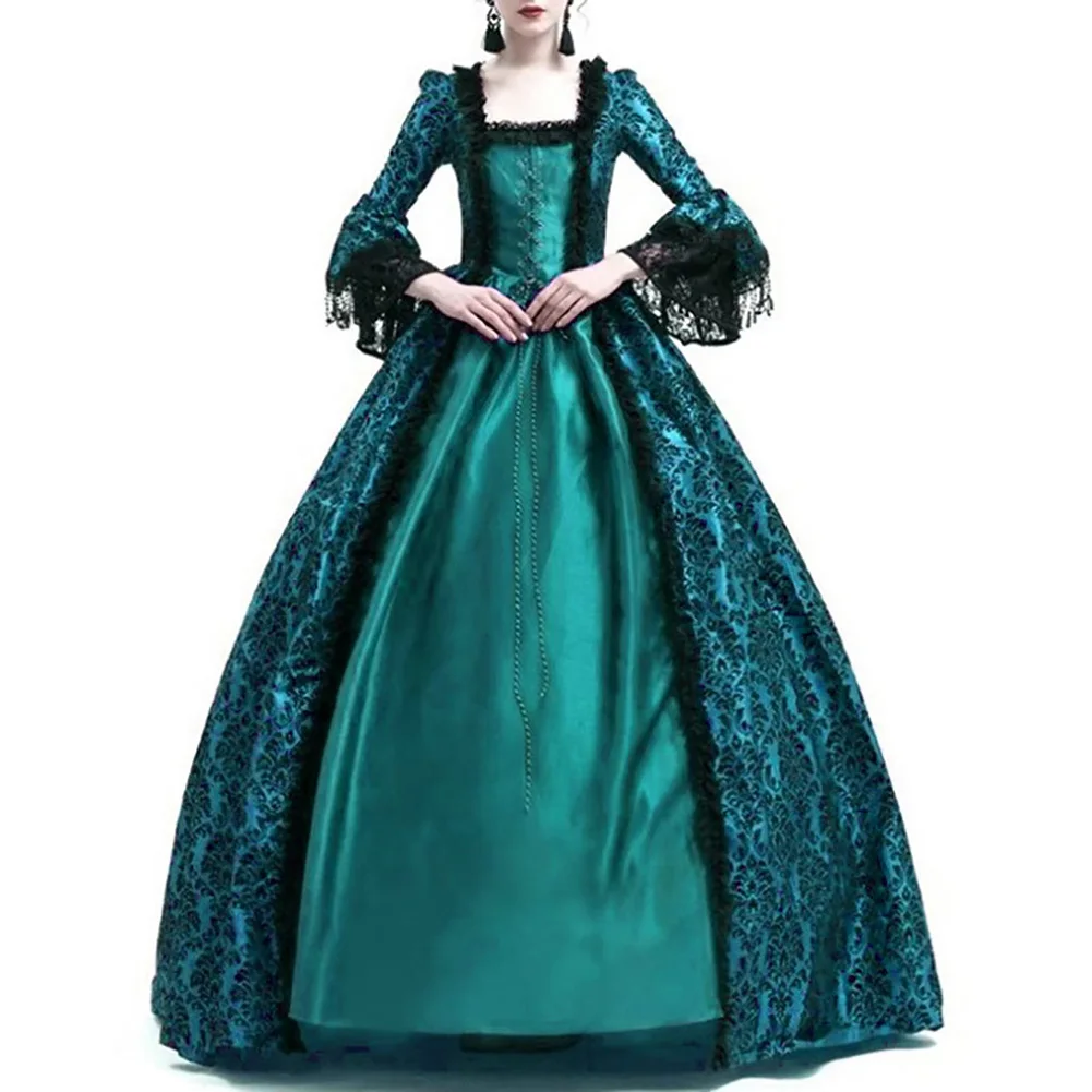 Medieval Victorian Dress Ball Gown Court Lace Stitching Dress Halloween Women's Vintage Gothic Long Sleeve Skirts Halloween Suit image 6