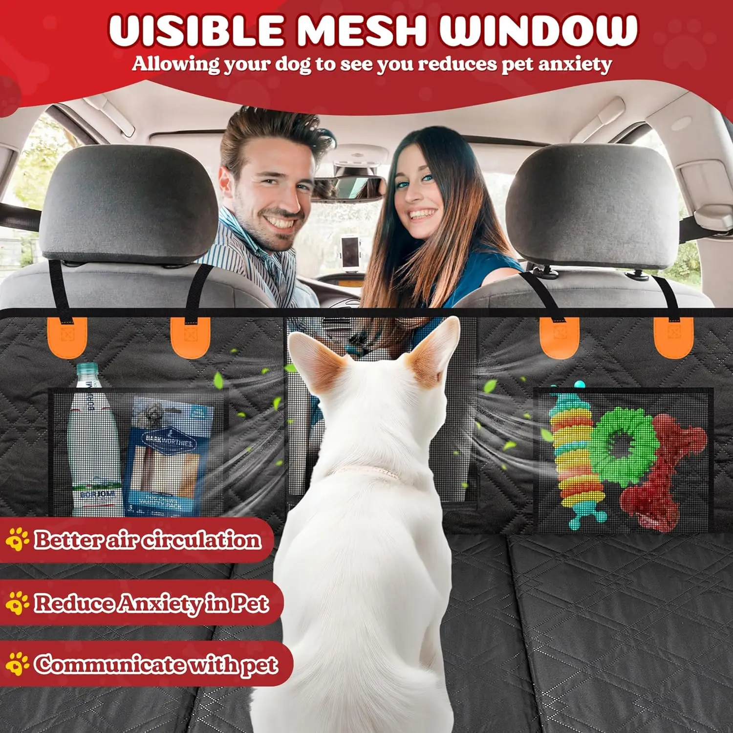 Imagem -04 - Back Seat Extender para Cães Tampa do Assento de Carro Fundo Duro Pet Seat Cover com Janela de Malha Capas para Viagens Camping