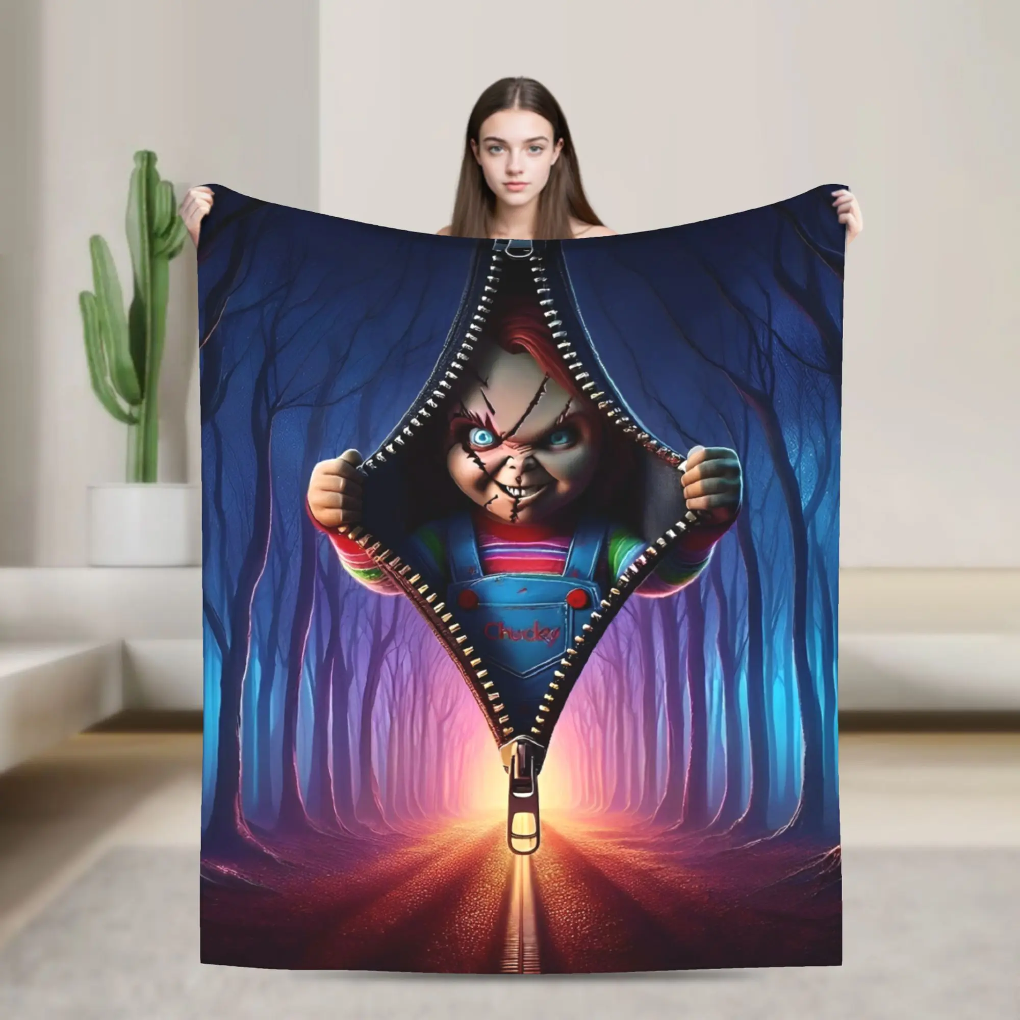 

Одеяла из фильма ужасов Чаки, нечеткая забавная дышащая одеяло для покрывала на весну/осень,