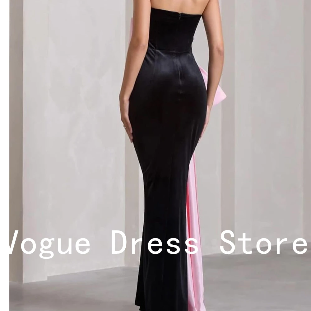 Vestido de noche de Jersey con lazo elegante personalizado, alta calidad, sin tirantes, sin mangas, recto hasta el suelo, ocasión a medida G
