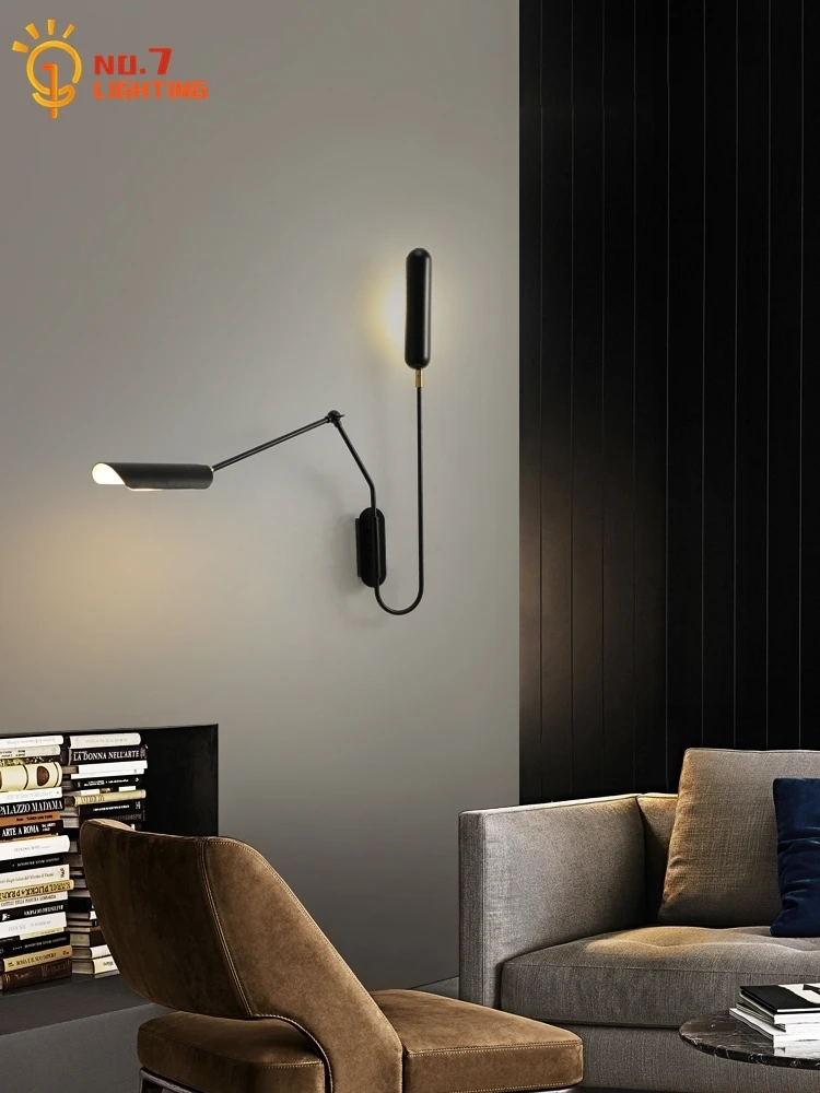 Designer Industrial Individual Swing Arm Wall Lamp LED E27 Long Pole Adjustable Wall Mounted Living Room Sofas Bedroom Bedside