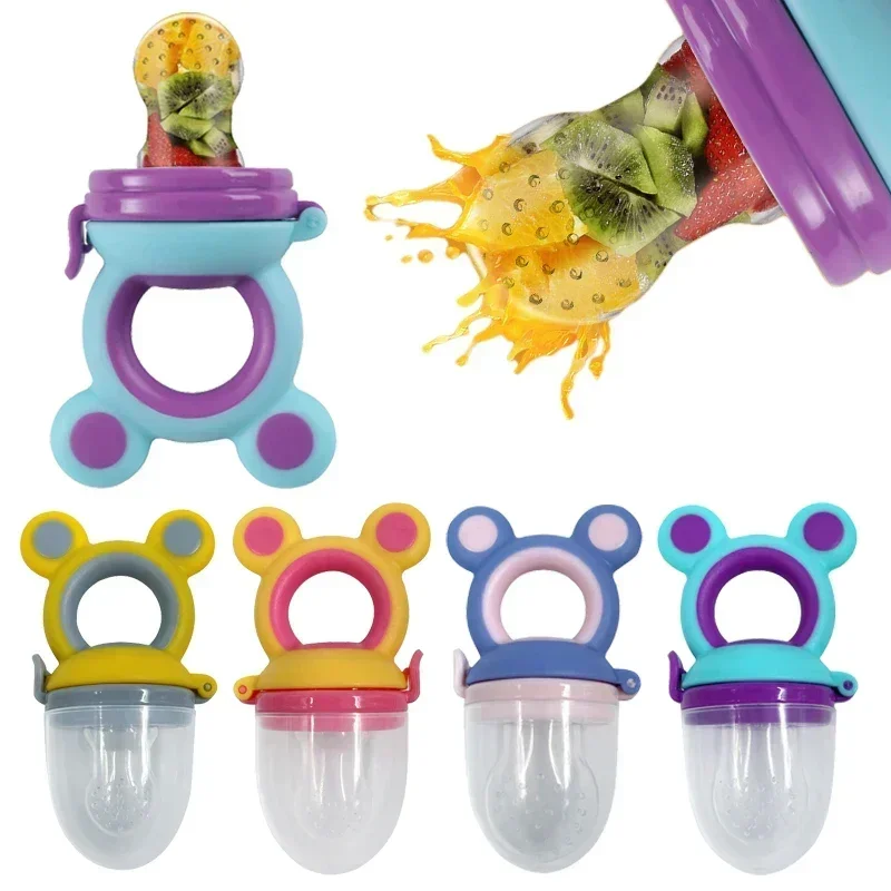 Silicone Fresh Food Nibbler para bebês, Alimentação de frutas, Suprimentos infantis seguros, Chupeta de mamilo, Garrafas para crianças menino e